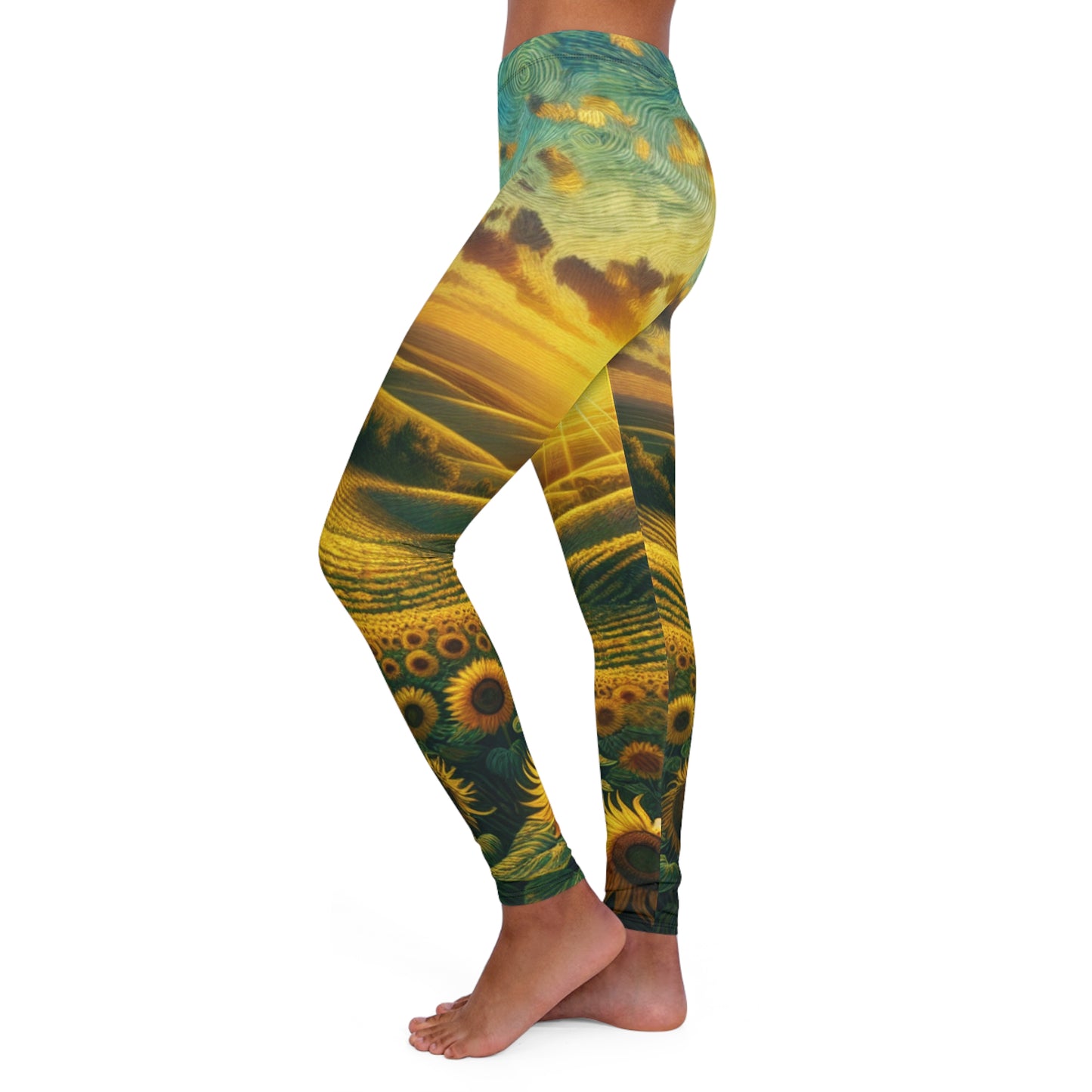 Sunset Serenade in Sunflower Fields - Leggings