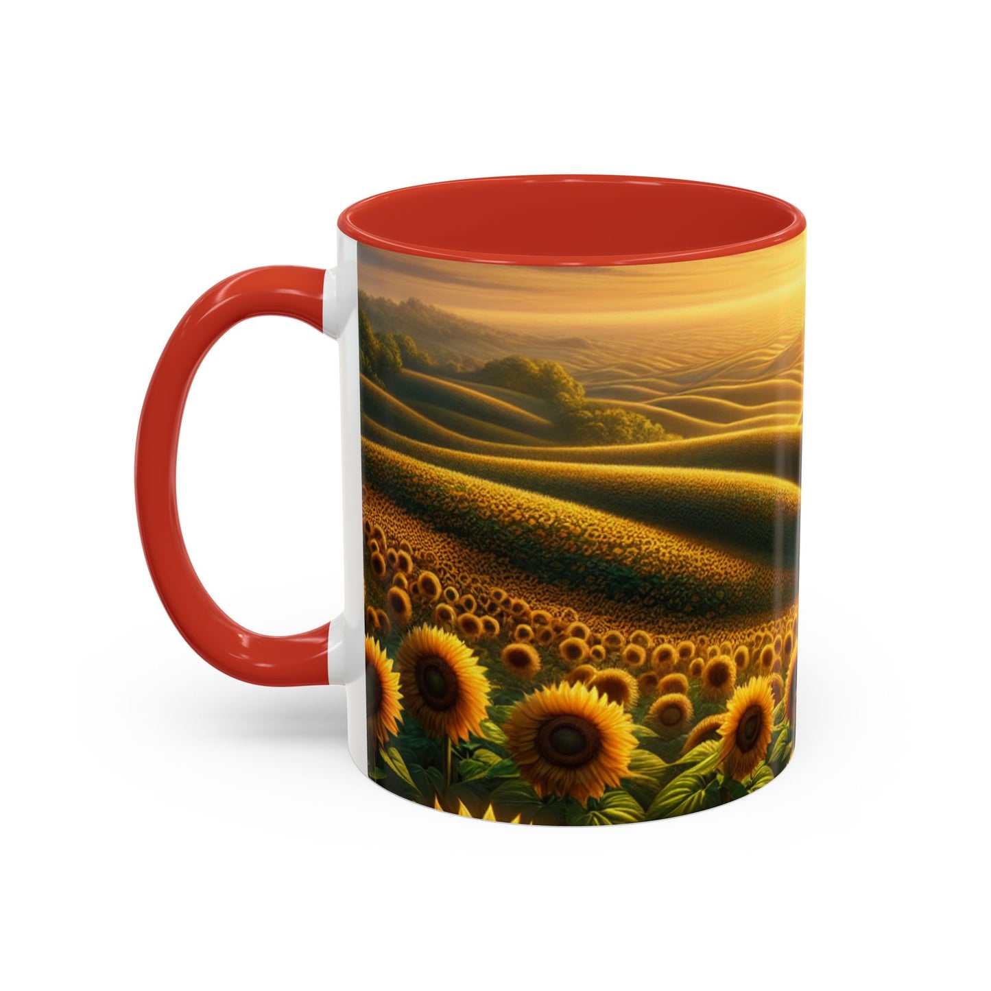 Golden Sunrise in the Sunflower Valleys - Mugs