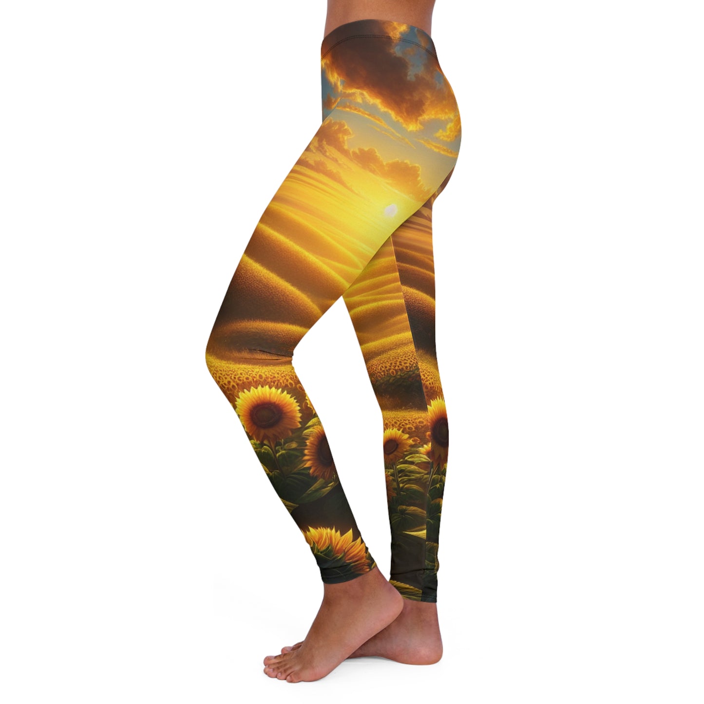 Golden Sunset Sunflower Fields - Leggings