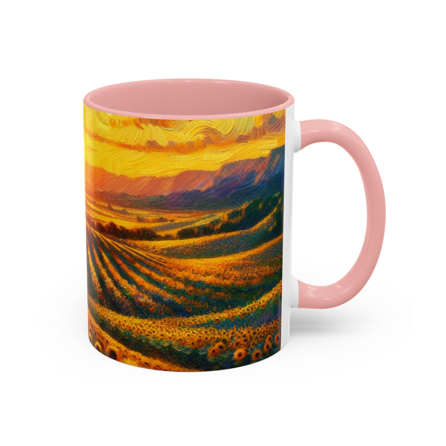 Sunset Whirls over Sunflower Fields - Mugs