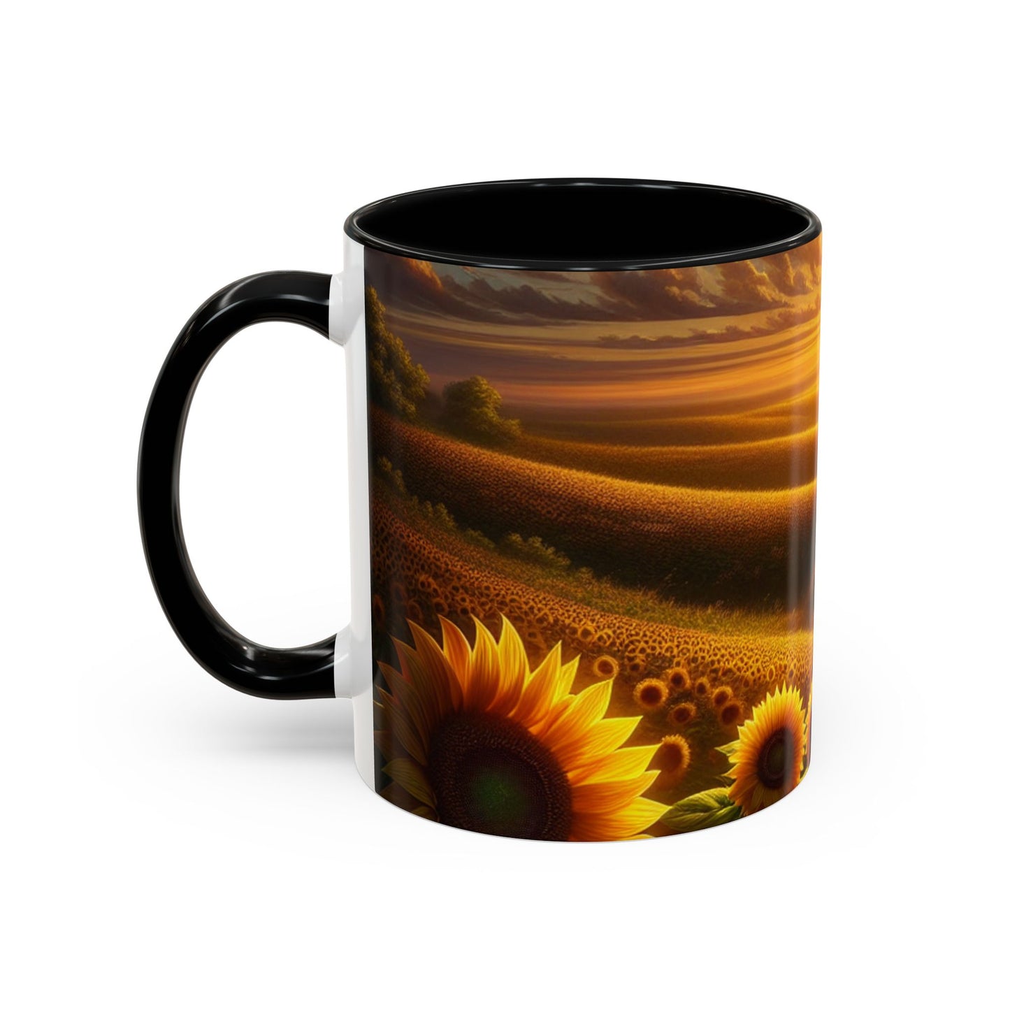 Golden Sunset Sunflower Fields - Mugs