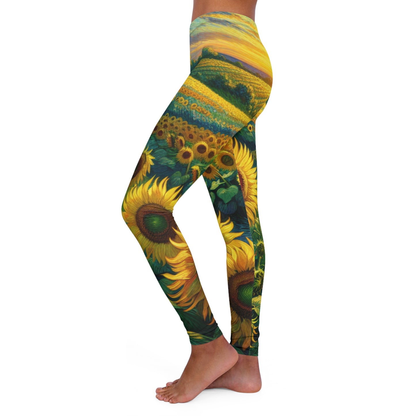 Sunset Serenade Sunflower Tapestry - Leggings