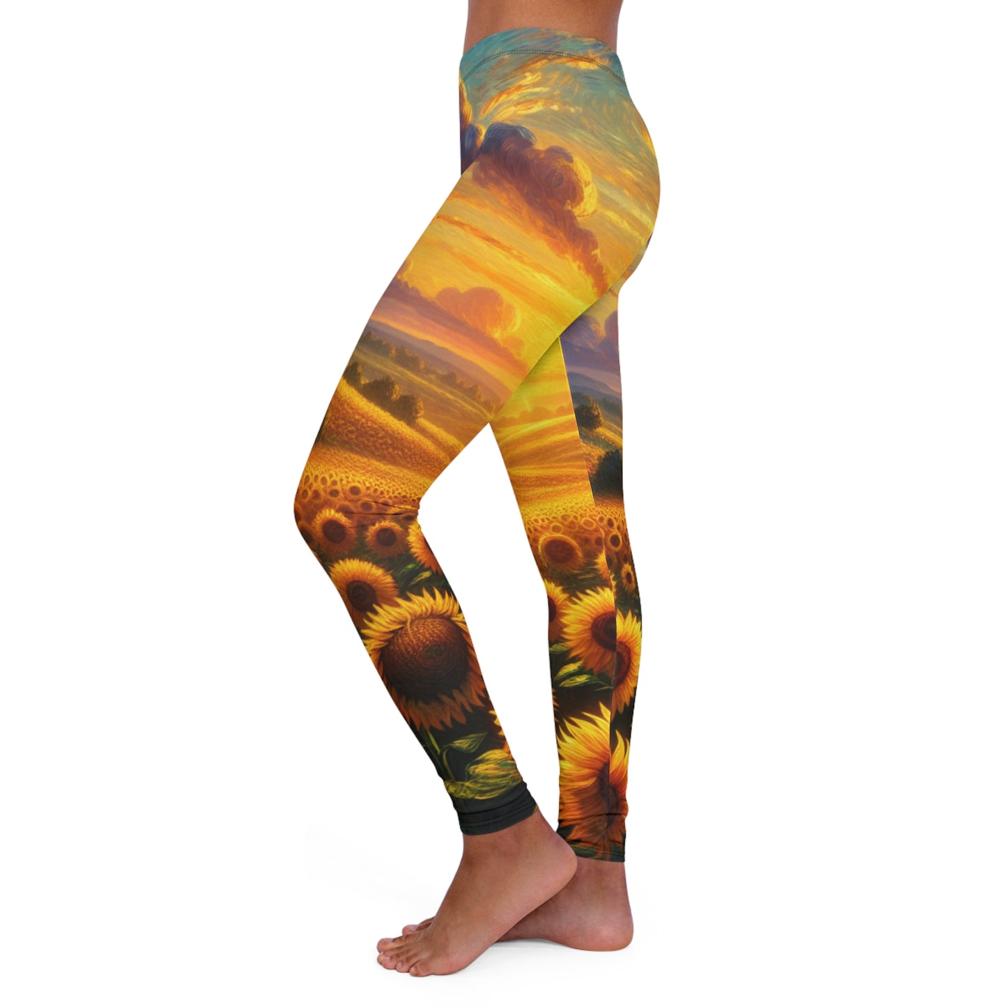 Sunset Serenade in Sunflower Fields - Leggings