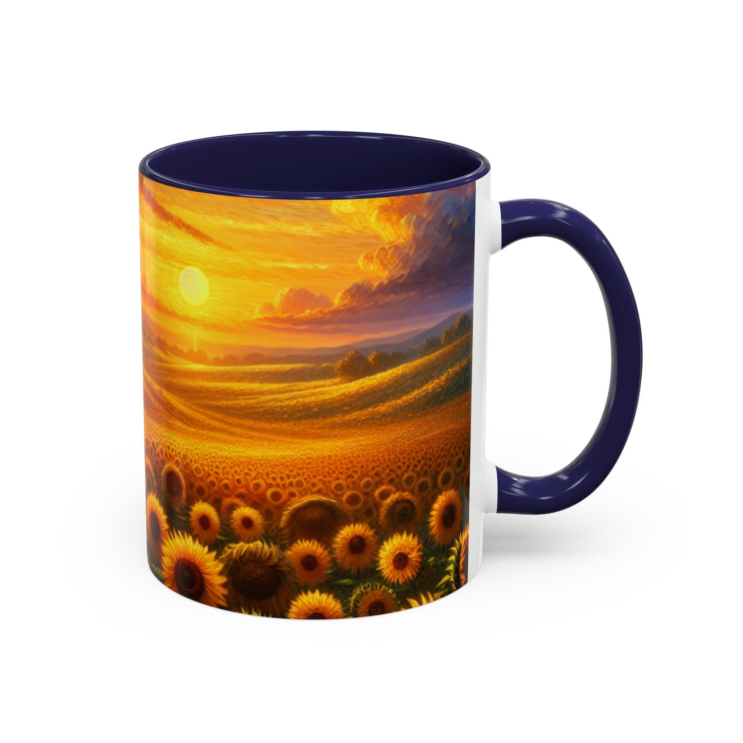 Sunset Serenade in Sunflower Fields - Mugs