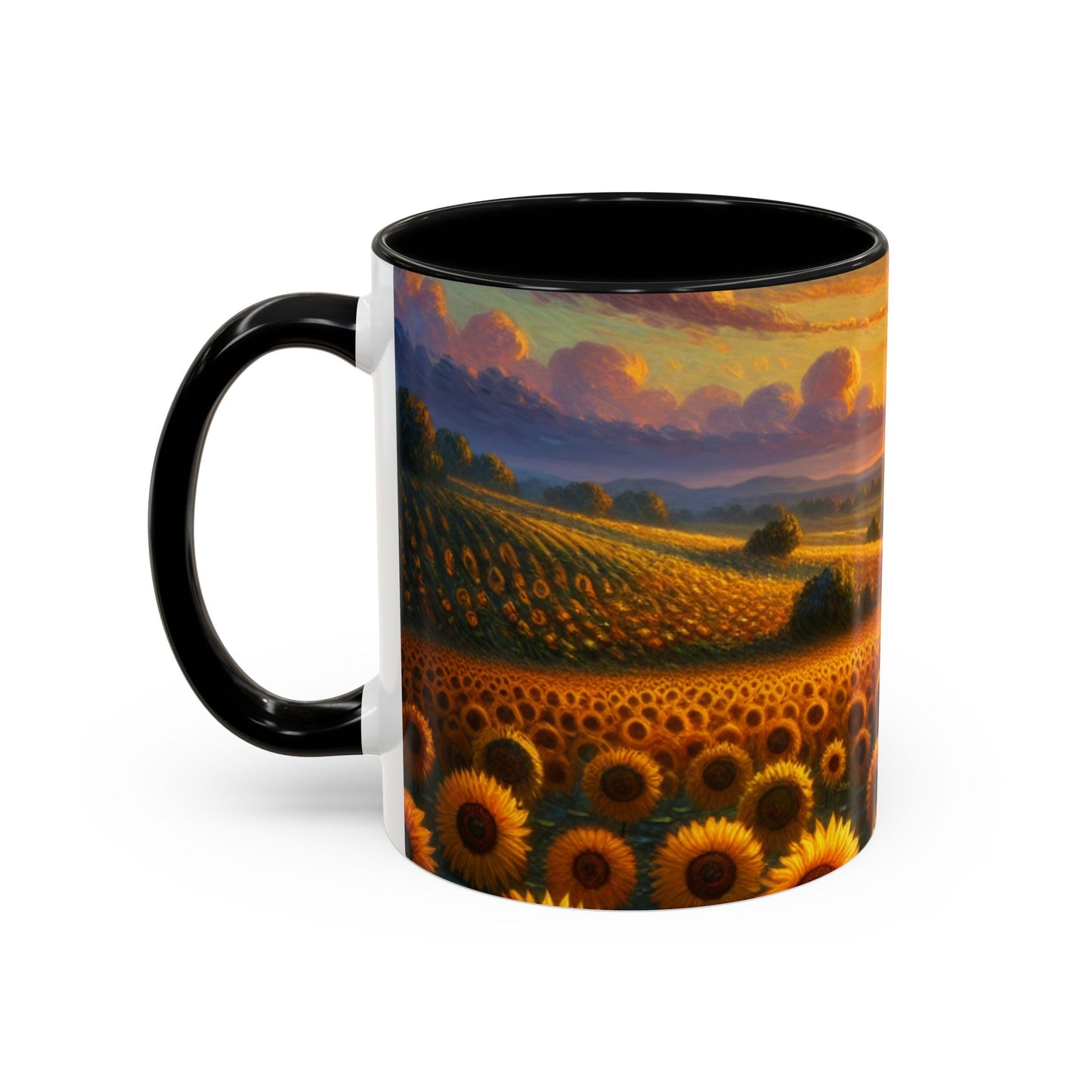 Sunset Serenade in Sunflower Fields - Mugs