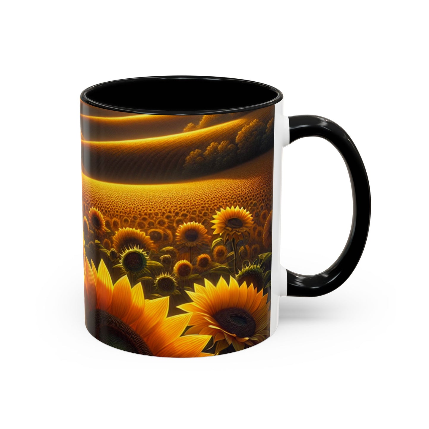 Golden Sunrise Sunflower Fields - Mugs