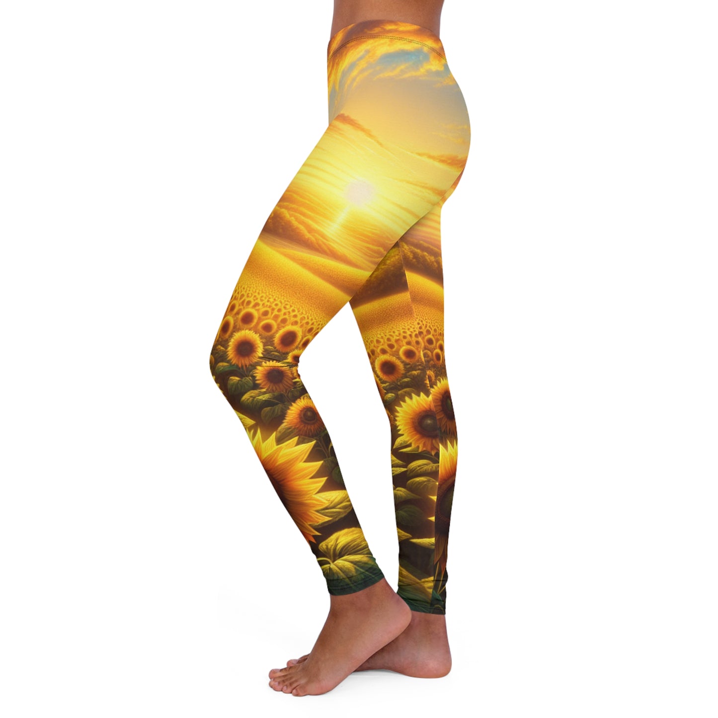 Sunset Serenade Sunflower Tapestry - Leggings