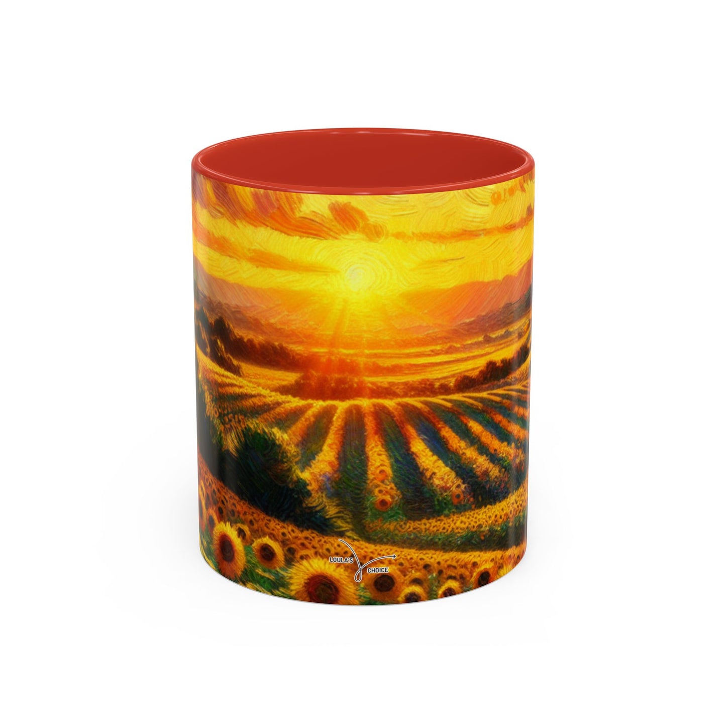 Sunset Whirls over Sunflower Fields - Mugs
