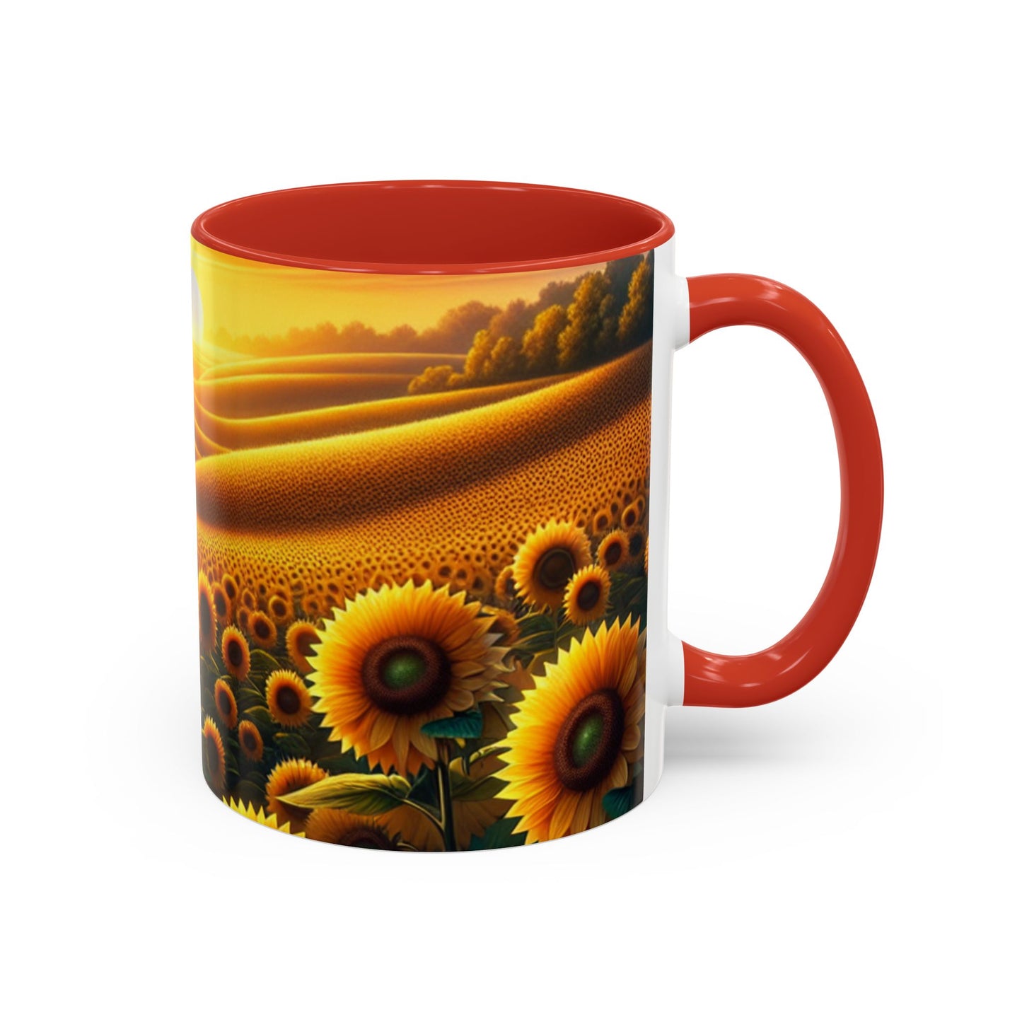 Golden Sunset Sunflower Fields - Mugs