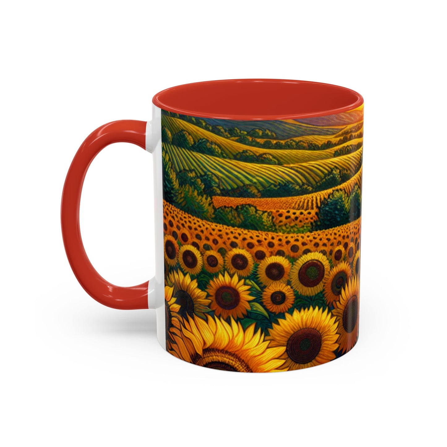 Sunset Serenade in Sunflower Fields - Mugs
