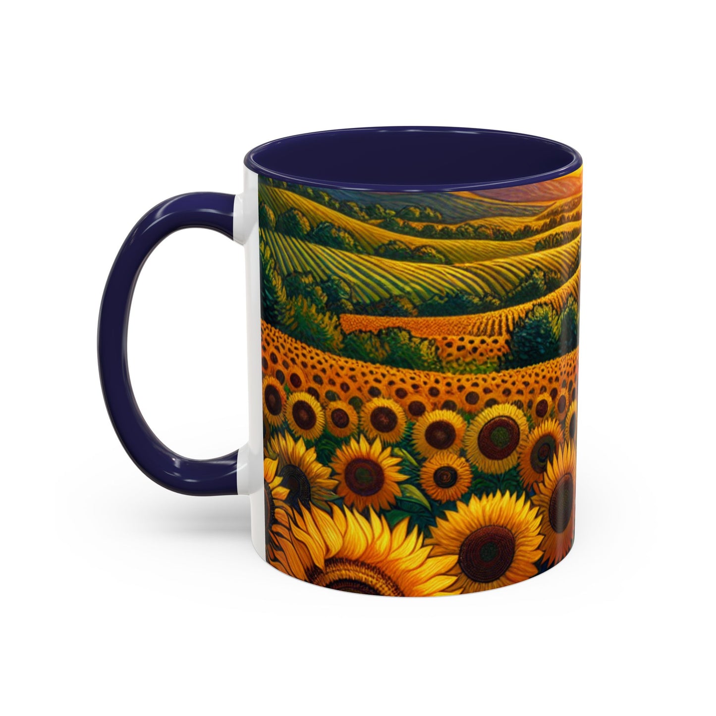Sunset Serenade in Sunflower Fields - Mugs
