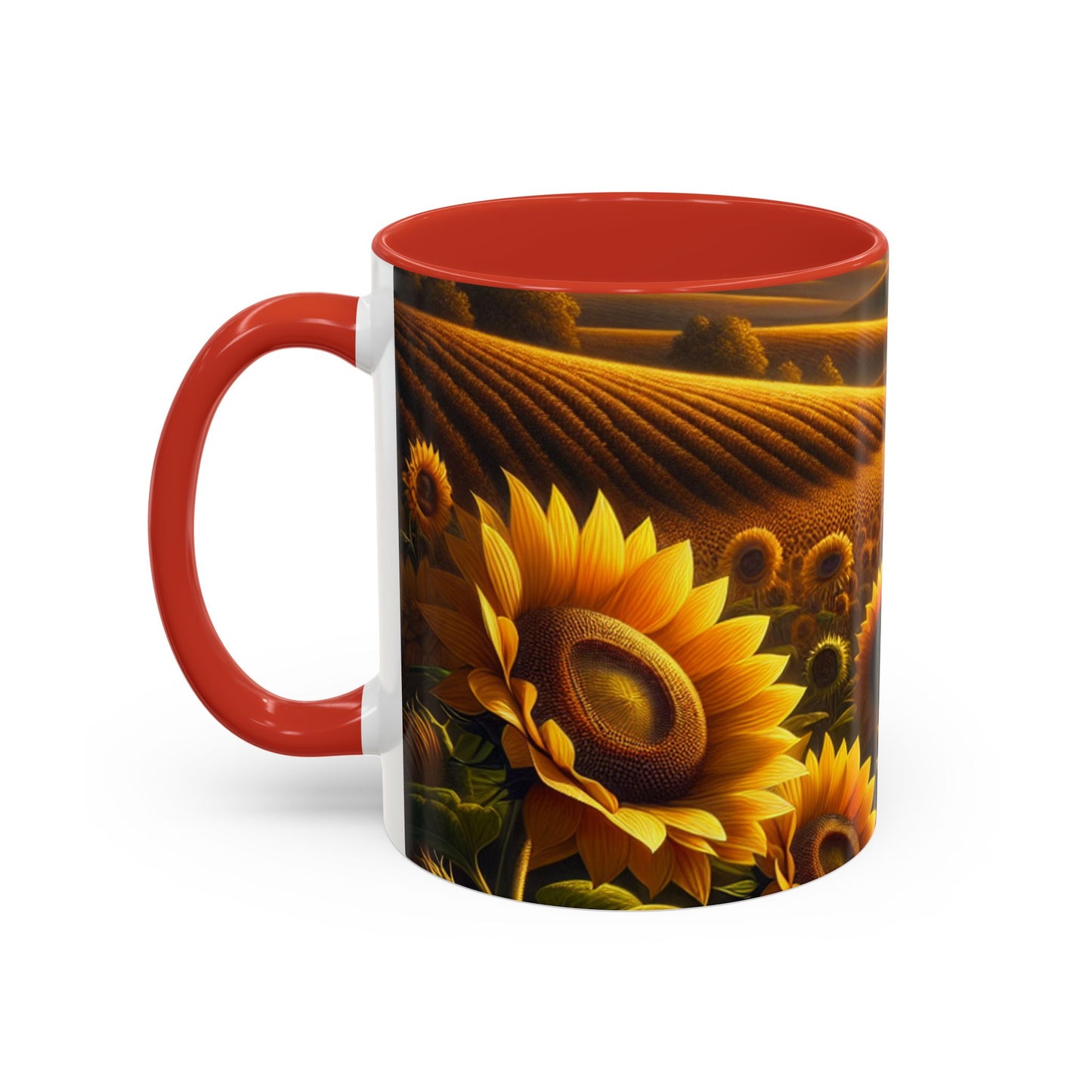 Golden Sunrise Sunflower Fields - Mugs
