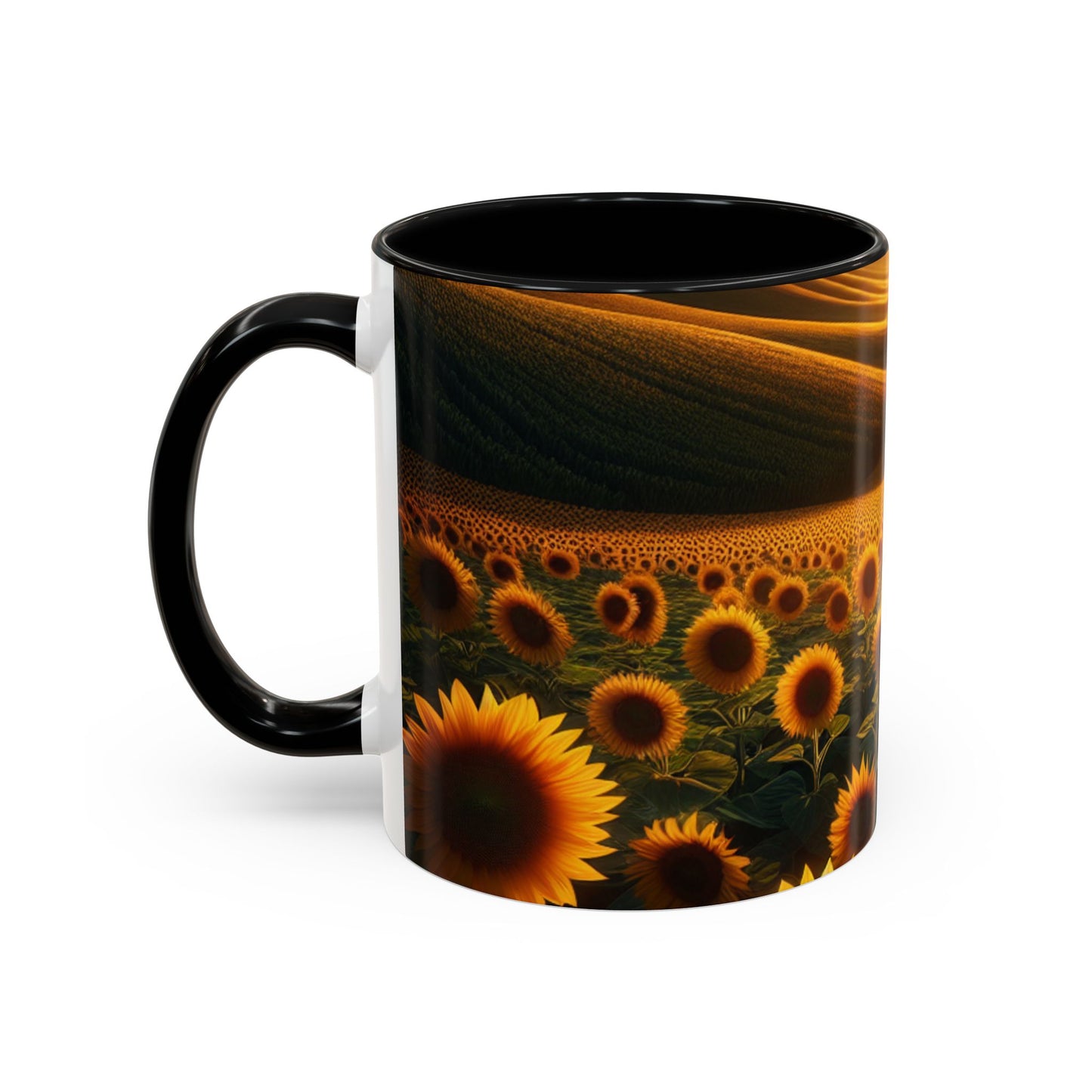 Sunset Serenity in Sunflower Valleys - Mugs