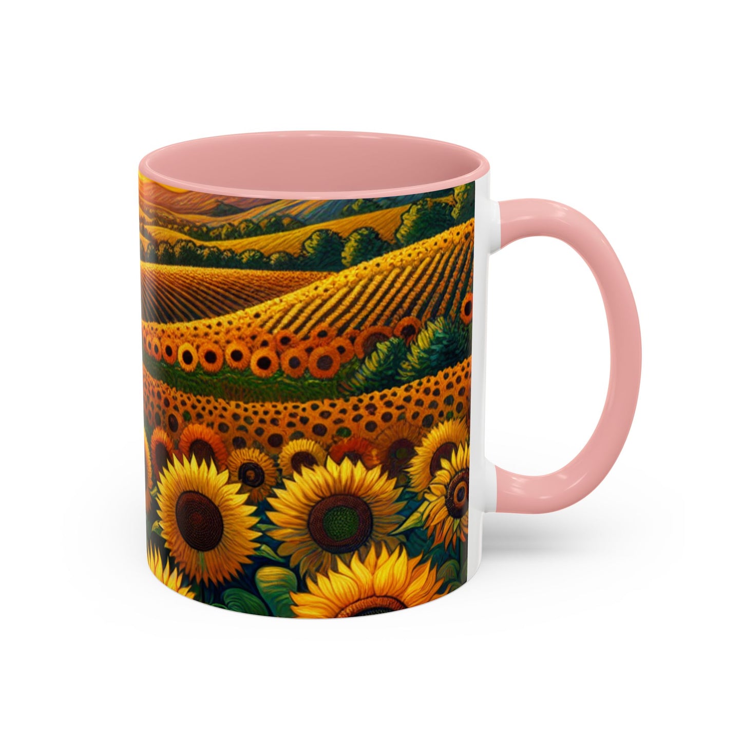 Sunset Serenade in Sunflower Fields - Mugs