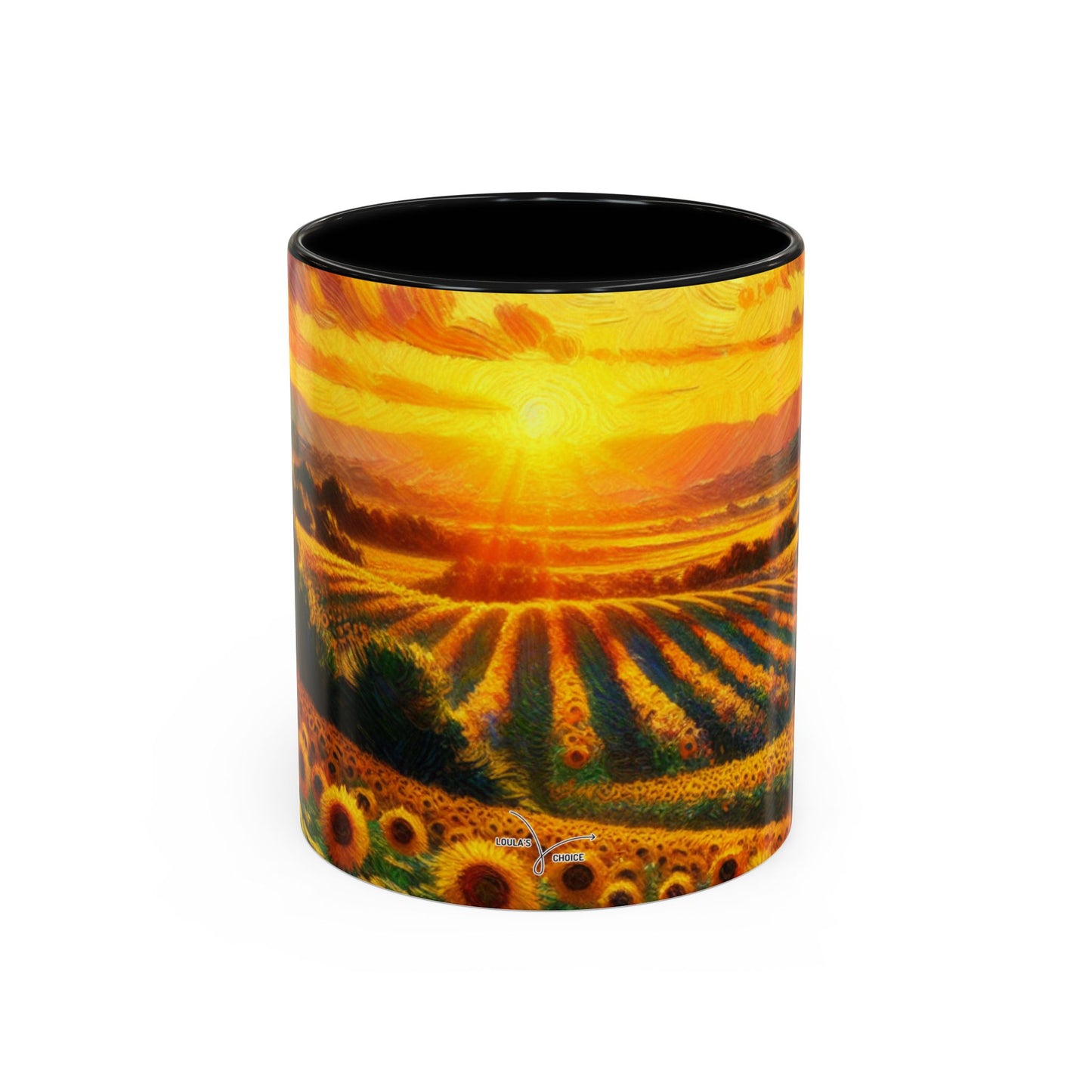 Sunset Whirls over Sunflower Fields - Mugs