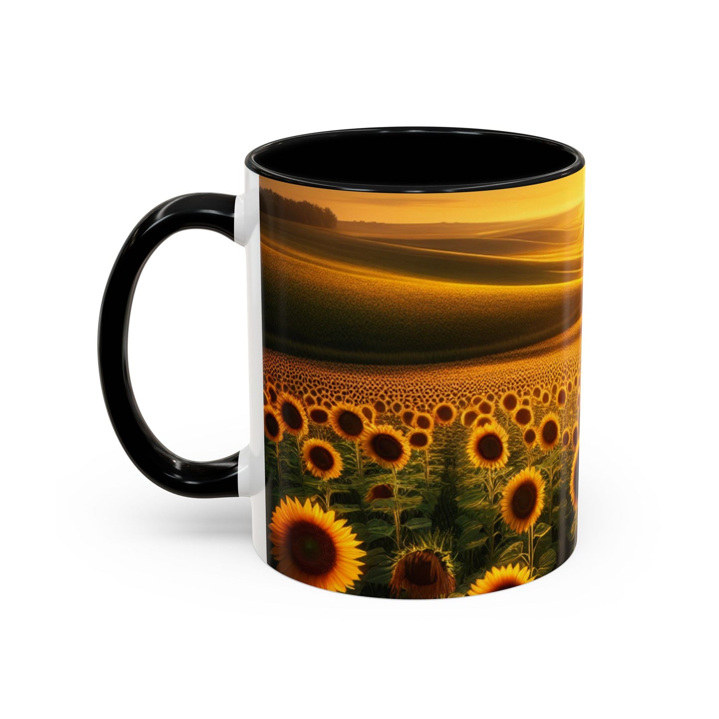Golden Sunrise Over Sunflower Valley - Mugs