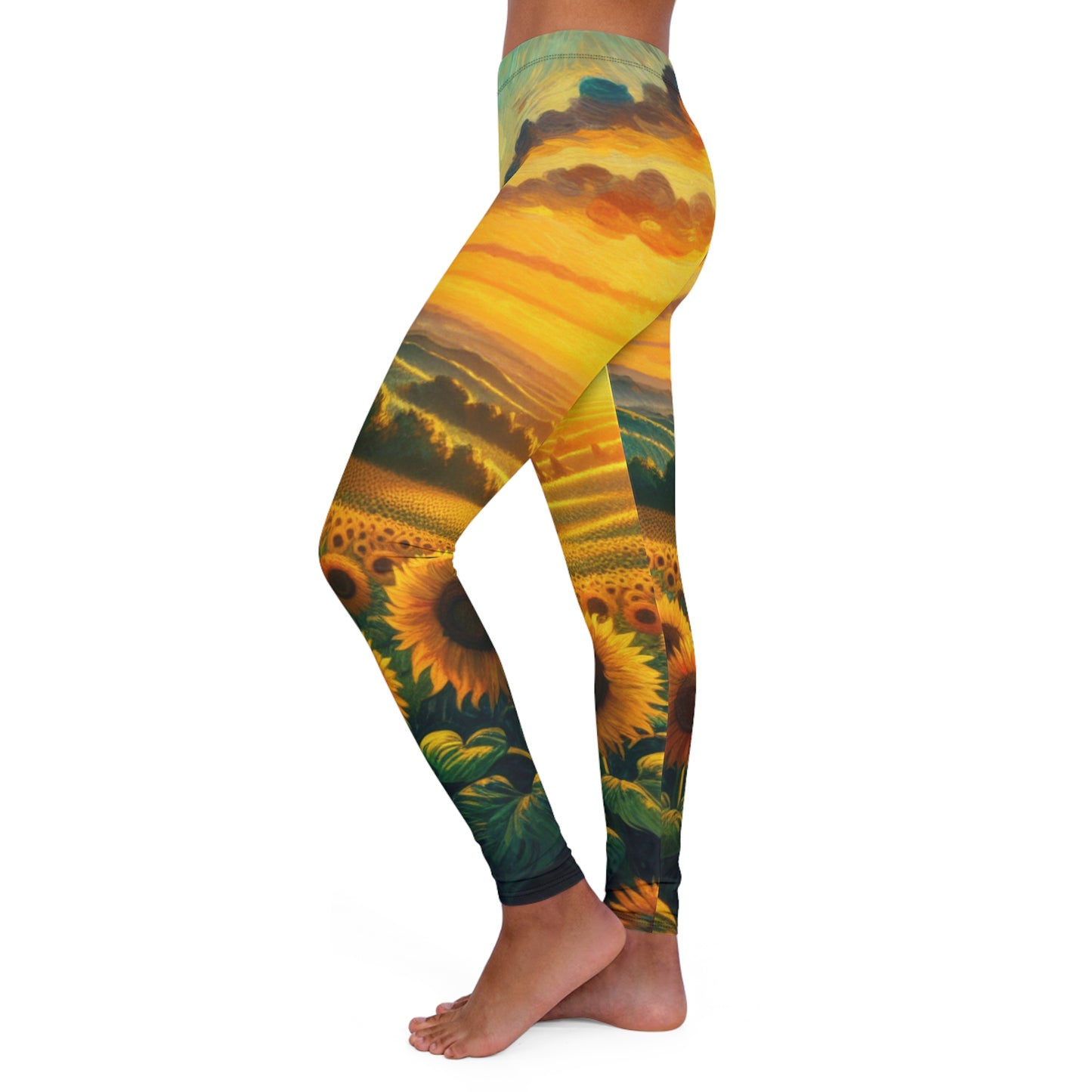 Golden Sunrise Sunflower Fields - Leggings