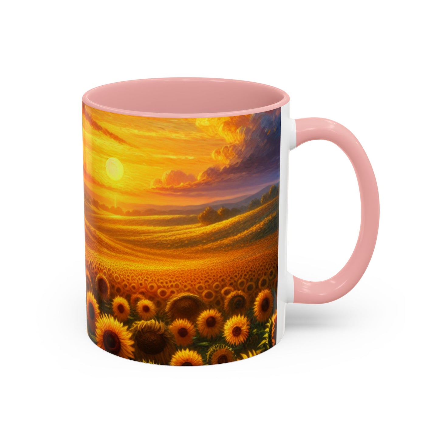 Sunset Serenade in Sunflower Fields - Mugs