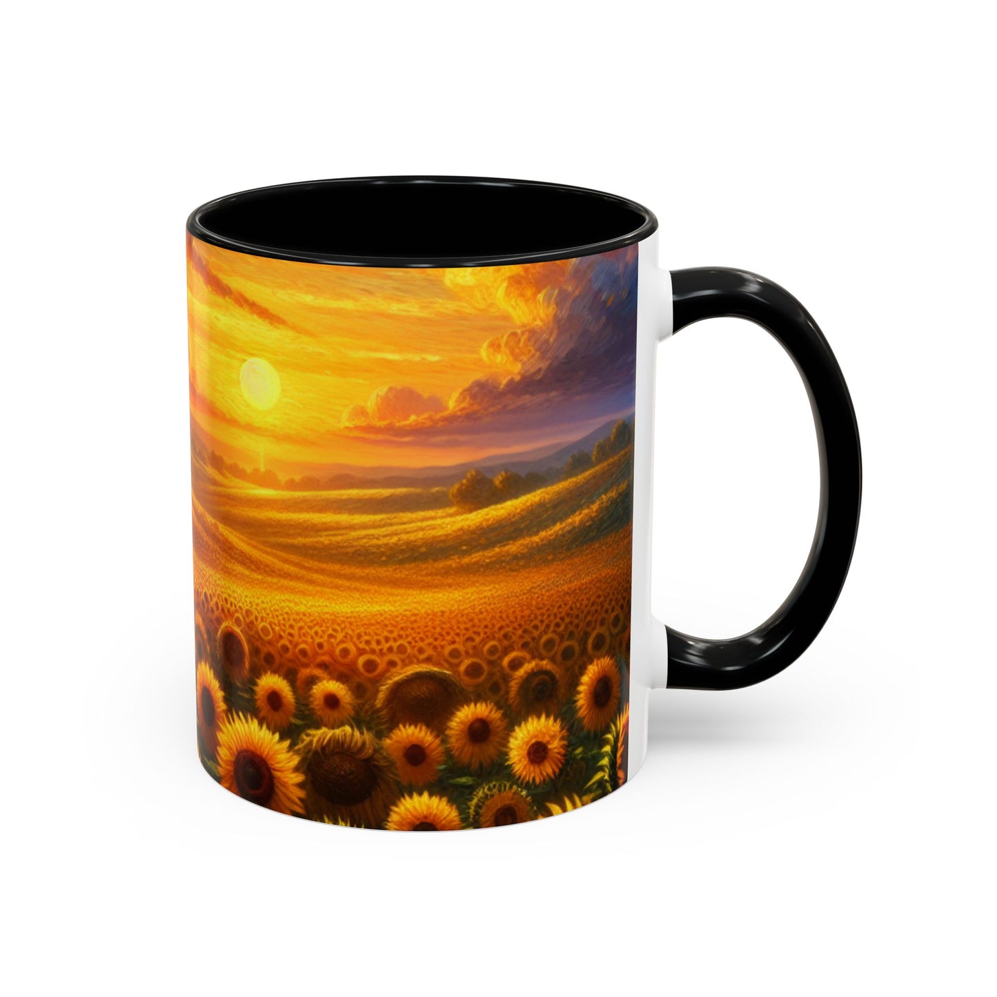 Sunset Serenade in Sunflower Fields - Mugs