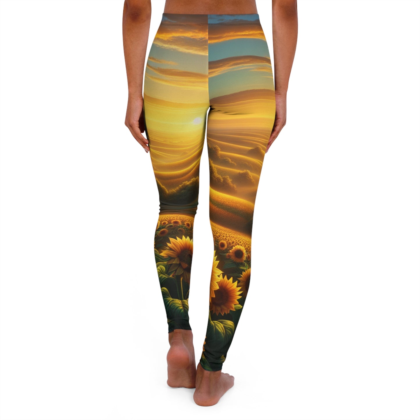 Golden Sunflower Fields at Dusk - Leggings