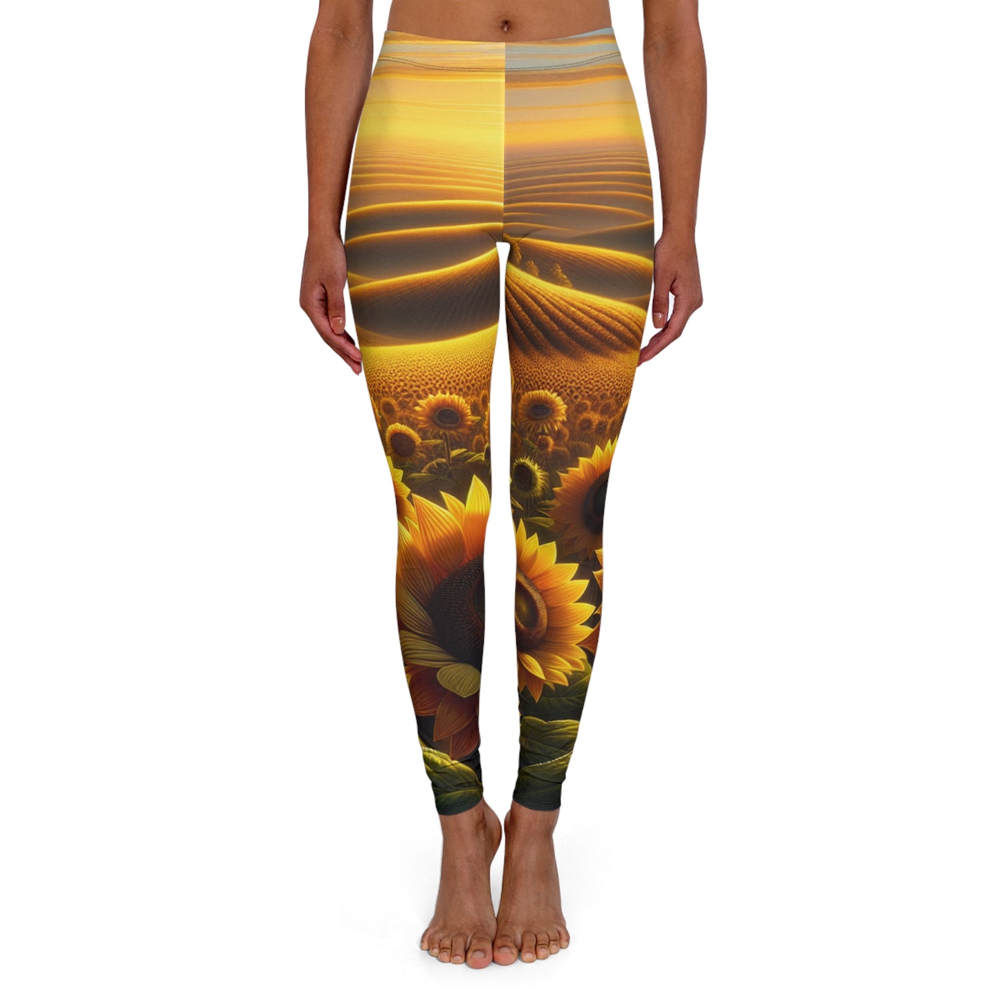 Golden Sunrise Sunflower Fields - Leggings