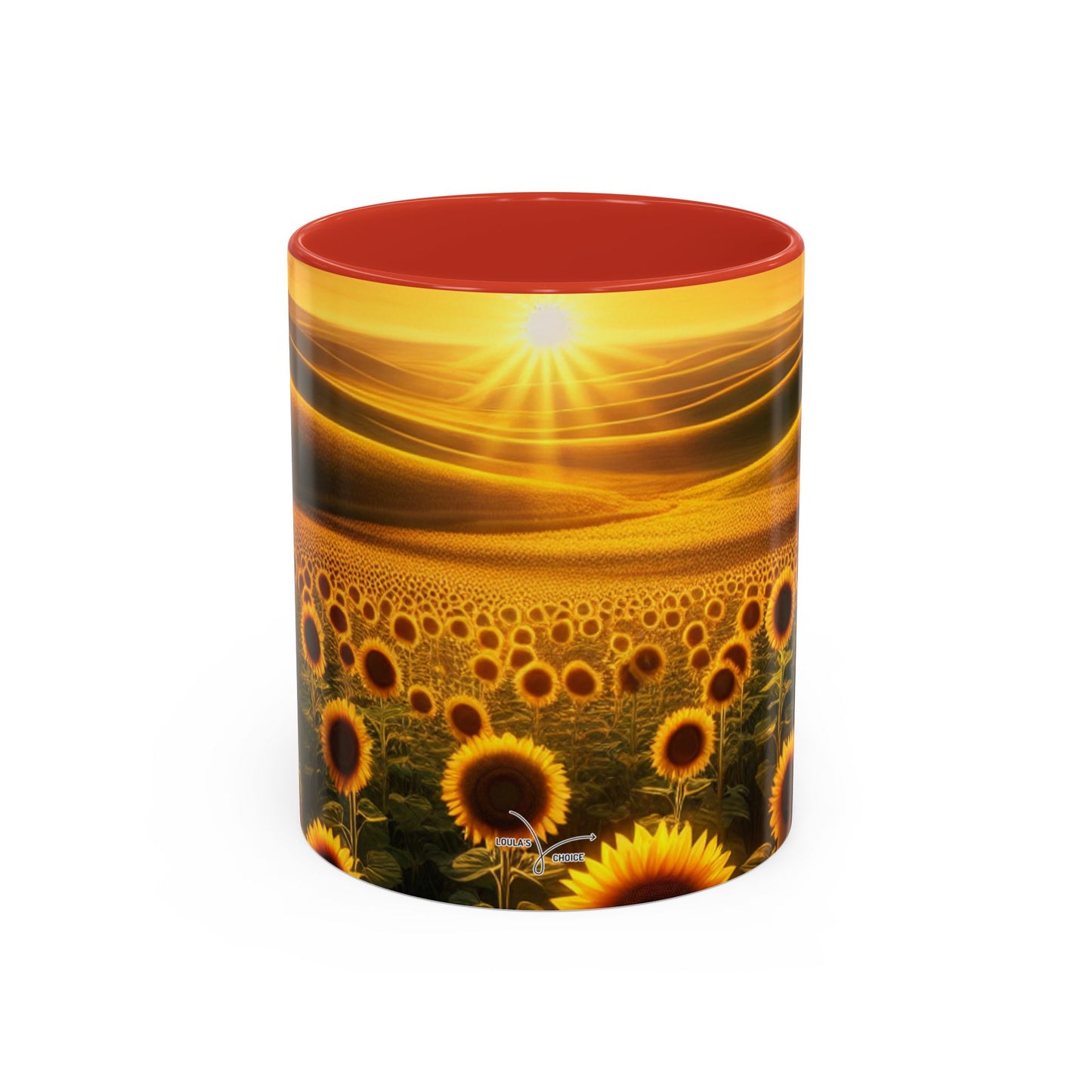 Golden Sunrise Over Sunflower Valley - Mugs
