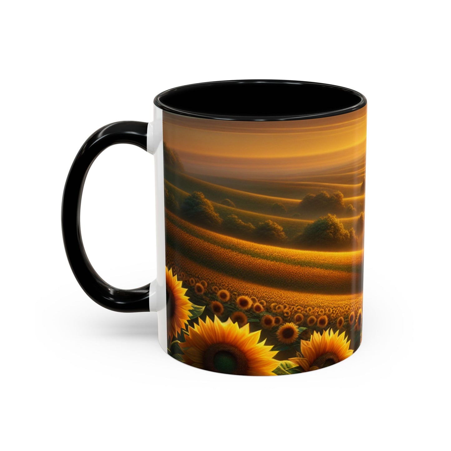 Golden Sunflower Fields at Dusk - Mugs