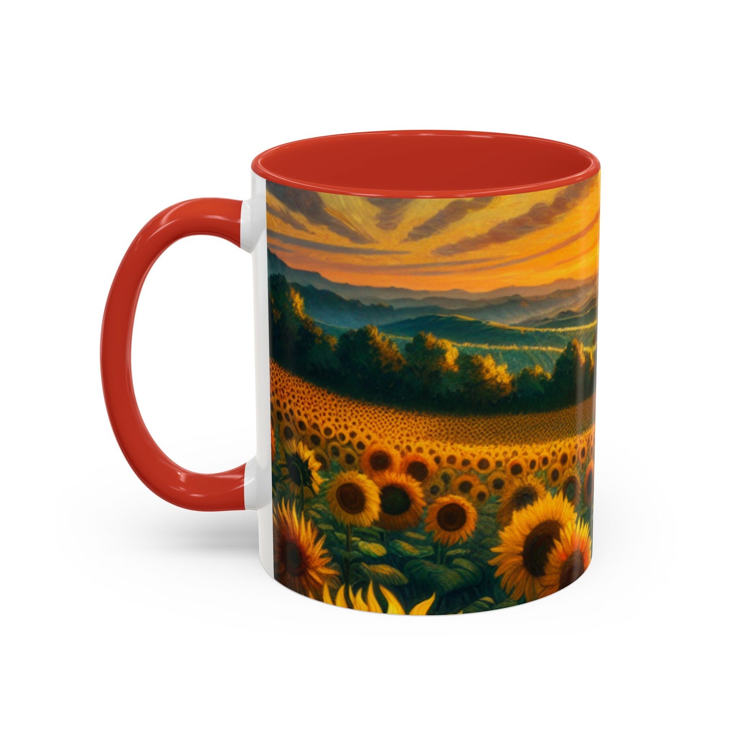 Golden Sunrise Sunflower Fields - Mugs