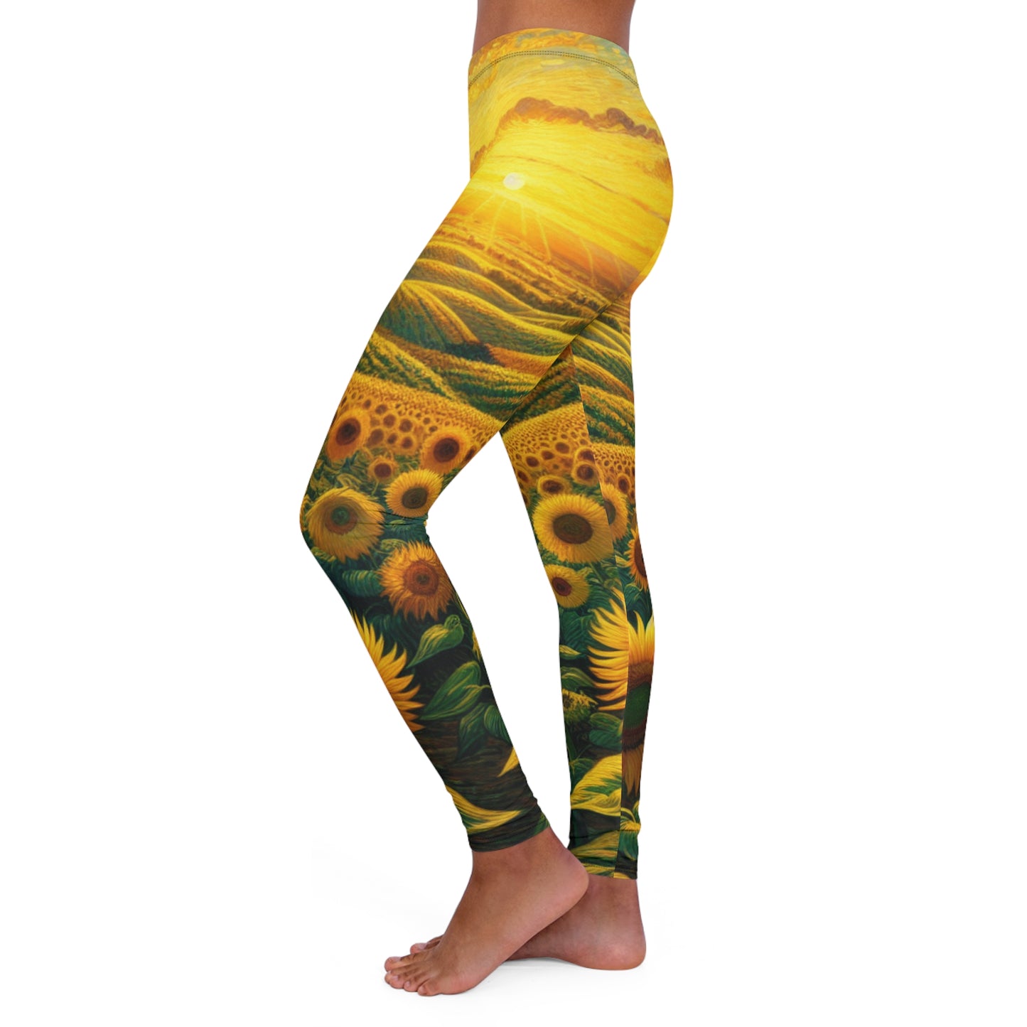 Golden Sunrise Sunflower Fields - Leggings