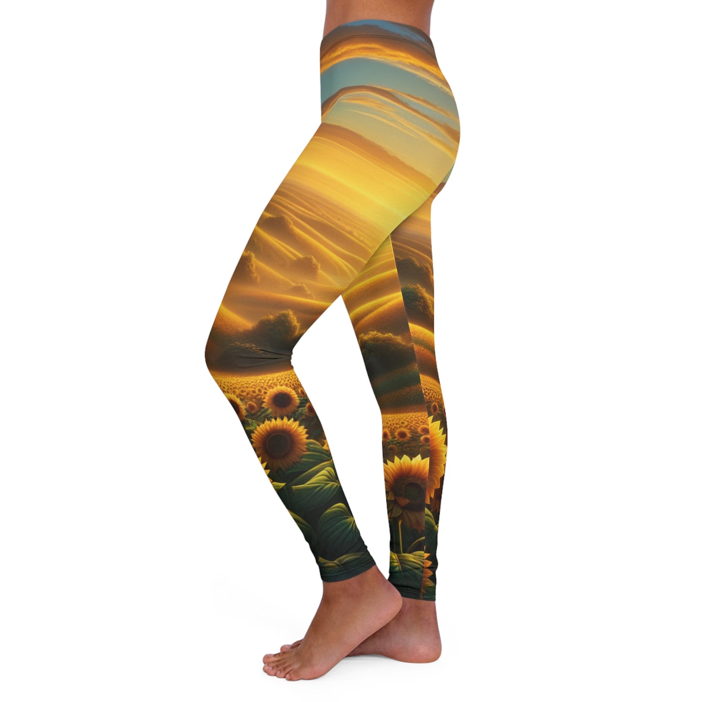 Golden Sunflower Fields at Dusk - Leggings
