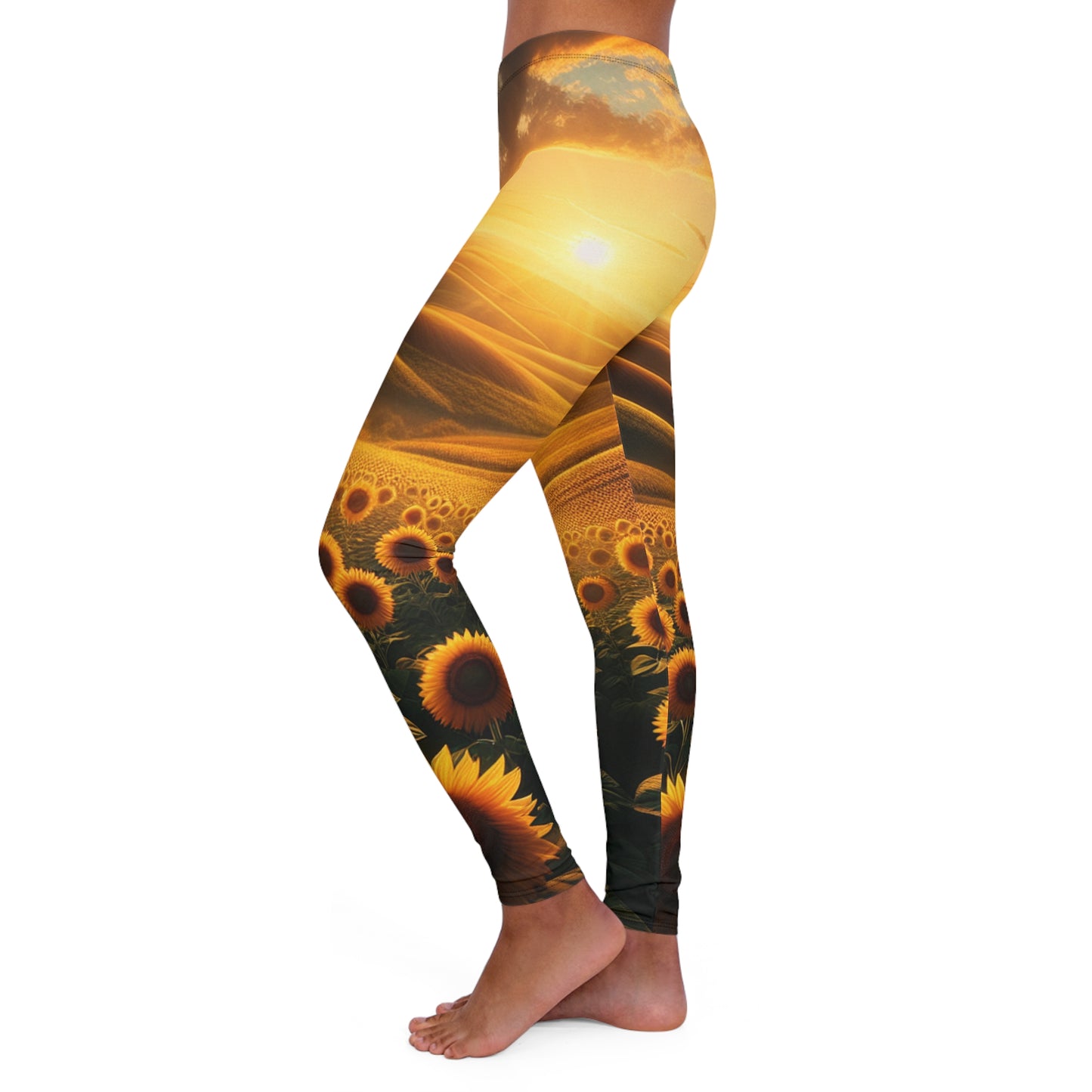 Golden Sunflower Waves - Leggings