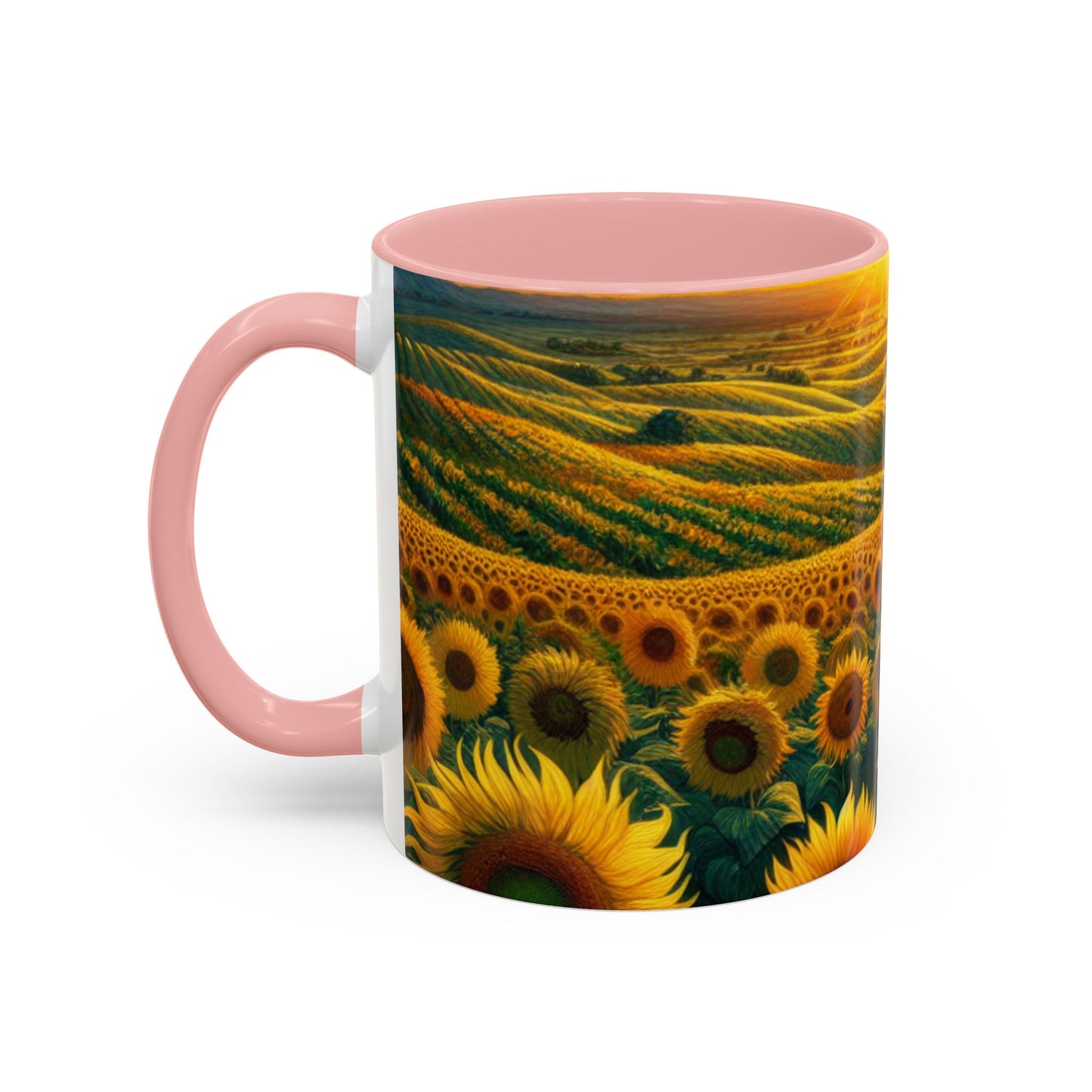 Golden Sunrise Sunflower Fields - Mugs