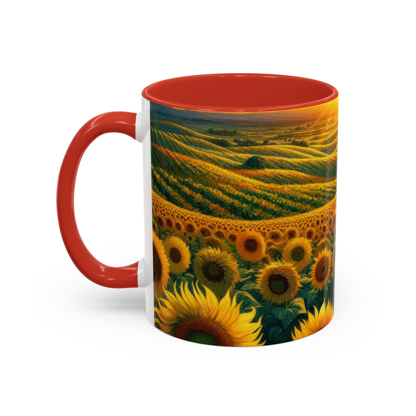 Golden Sunrise Sunflower Fields - Mugs