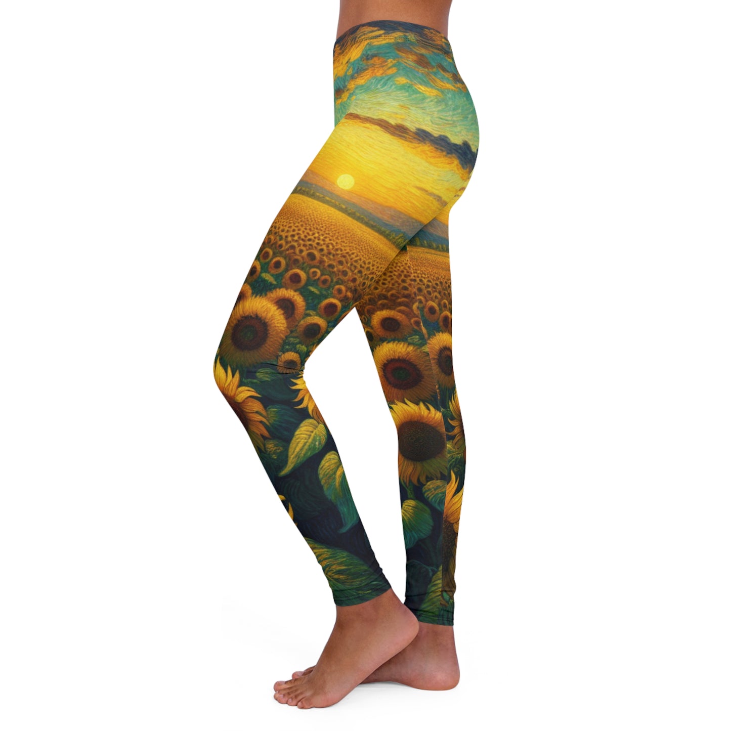 Sunset Sonata Sunflower Field - Leggings