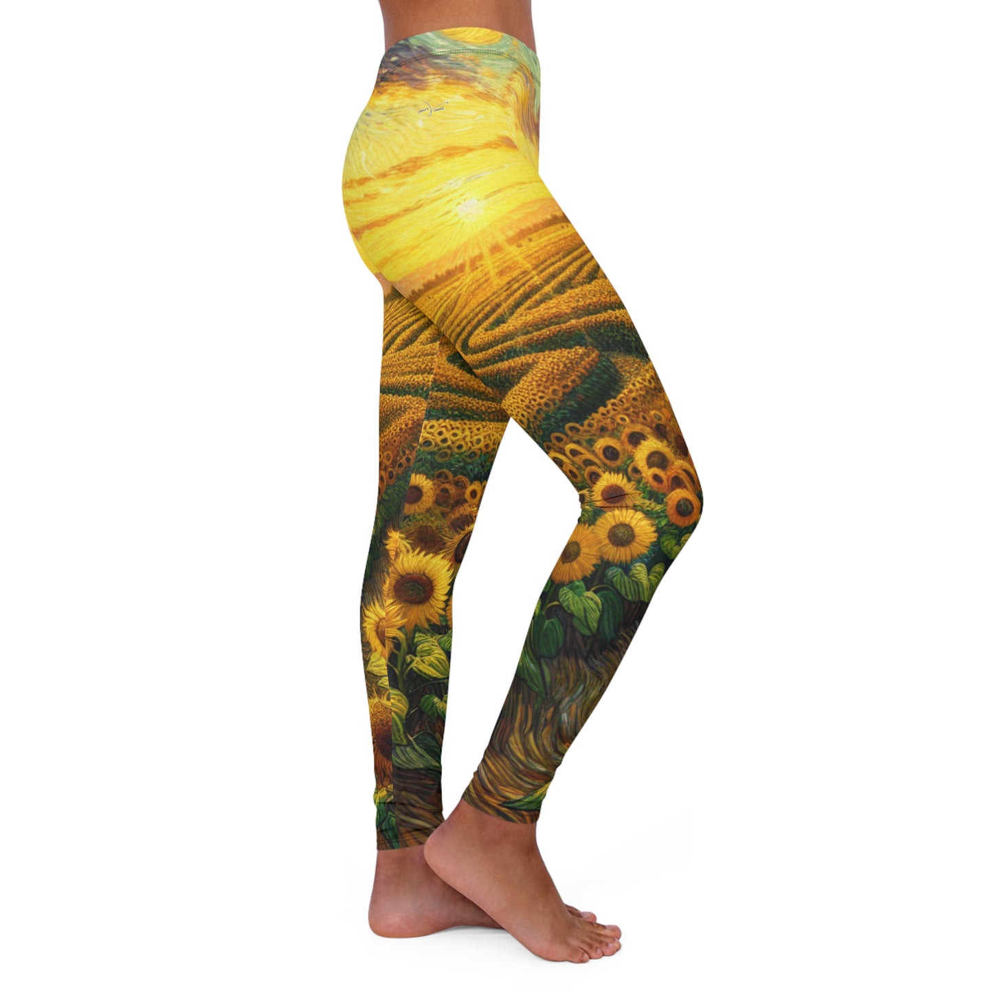 Sun-drenched Van Gogh-inspired Sunflower Spiral - Leggings