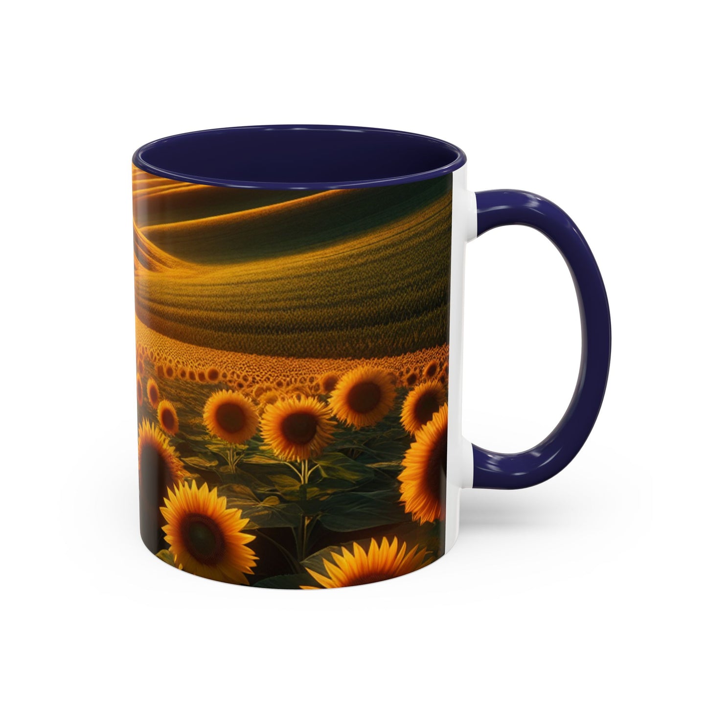 Sunset Serenity in Sunflower Valleys - Mugs