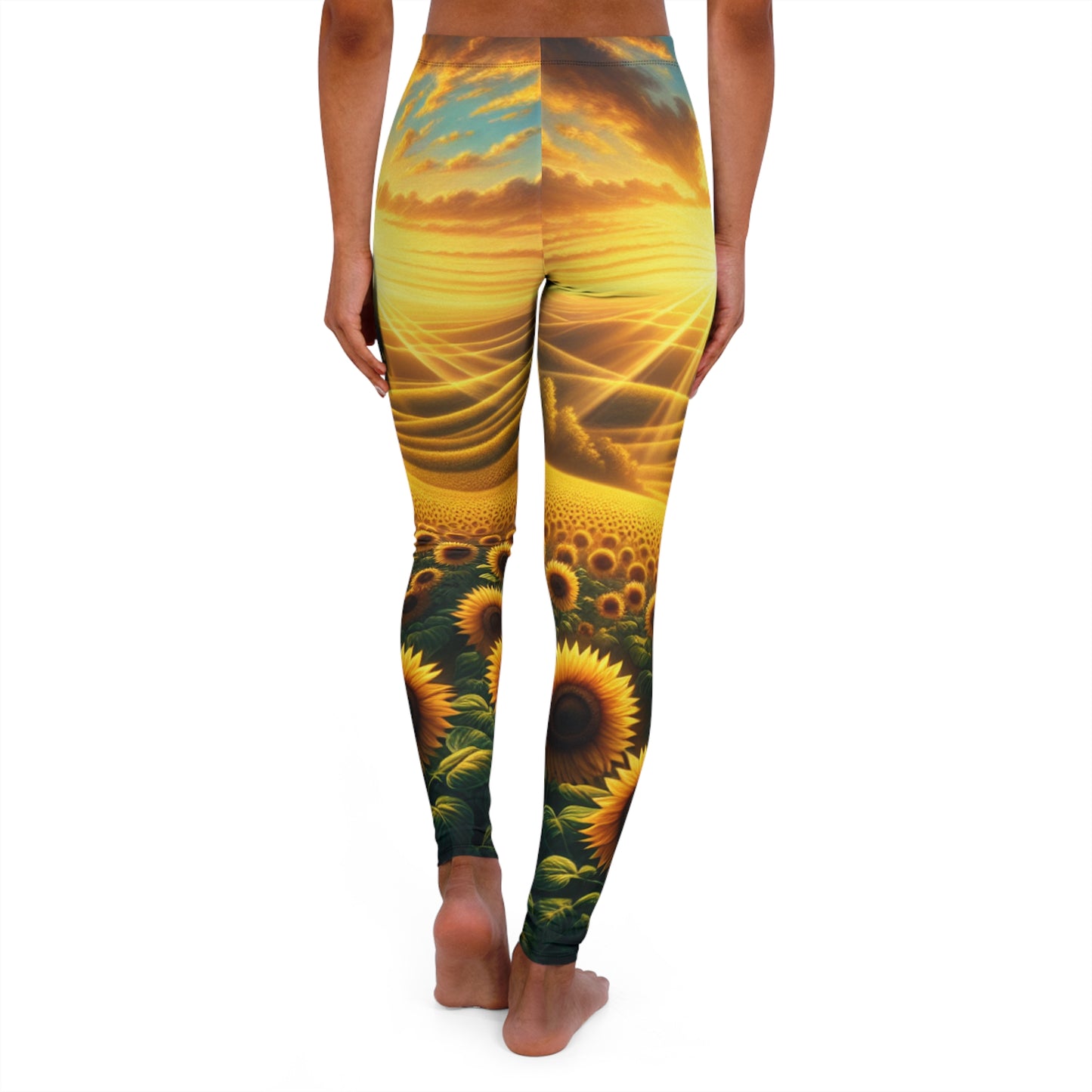 Amber Radiance Sunflower Seascape - Leggings