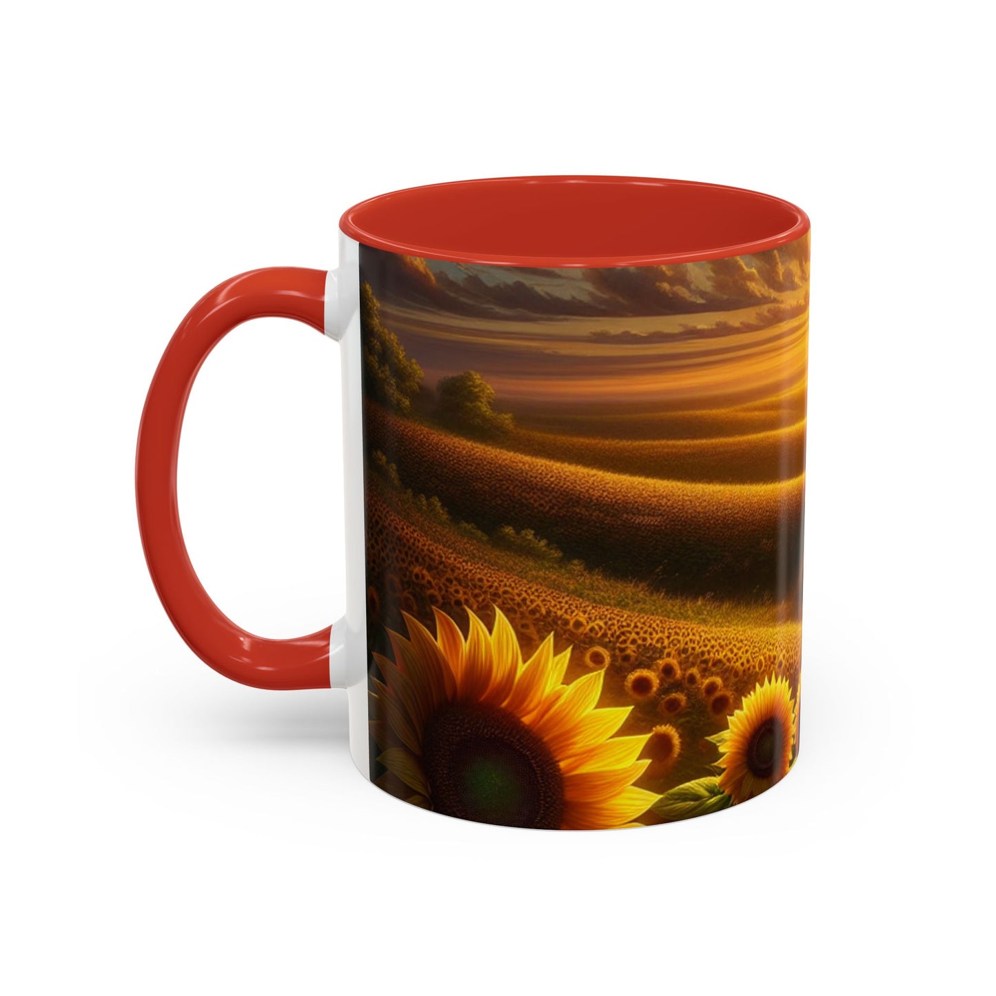Golden Sunset Sunflower Fields - Mugs