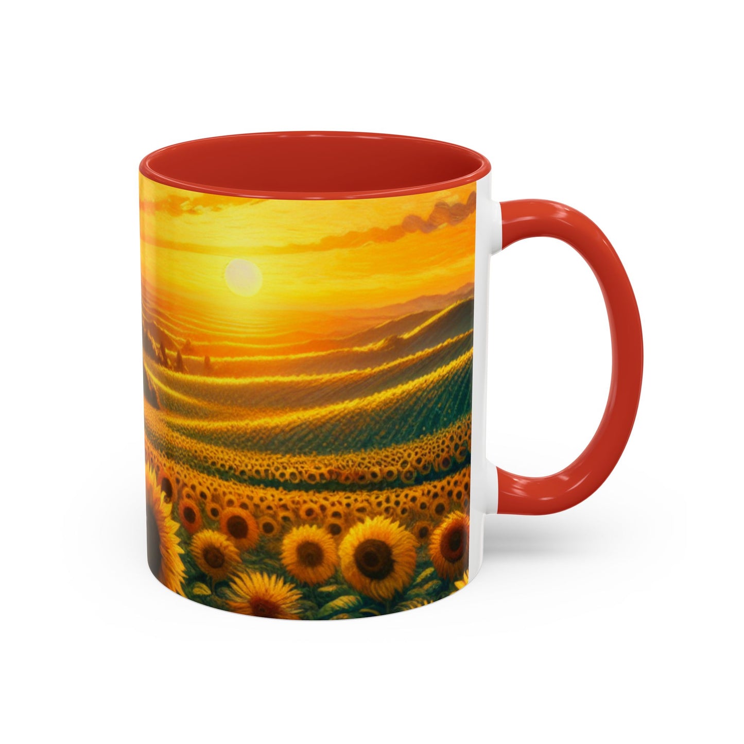 Golden Sunrise Sunflower Fields - Mugs