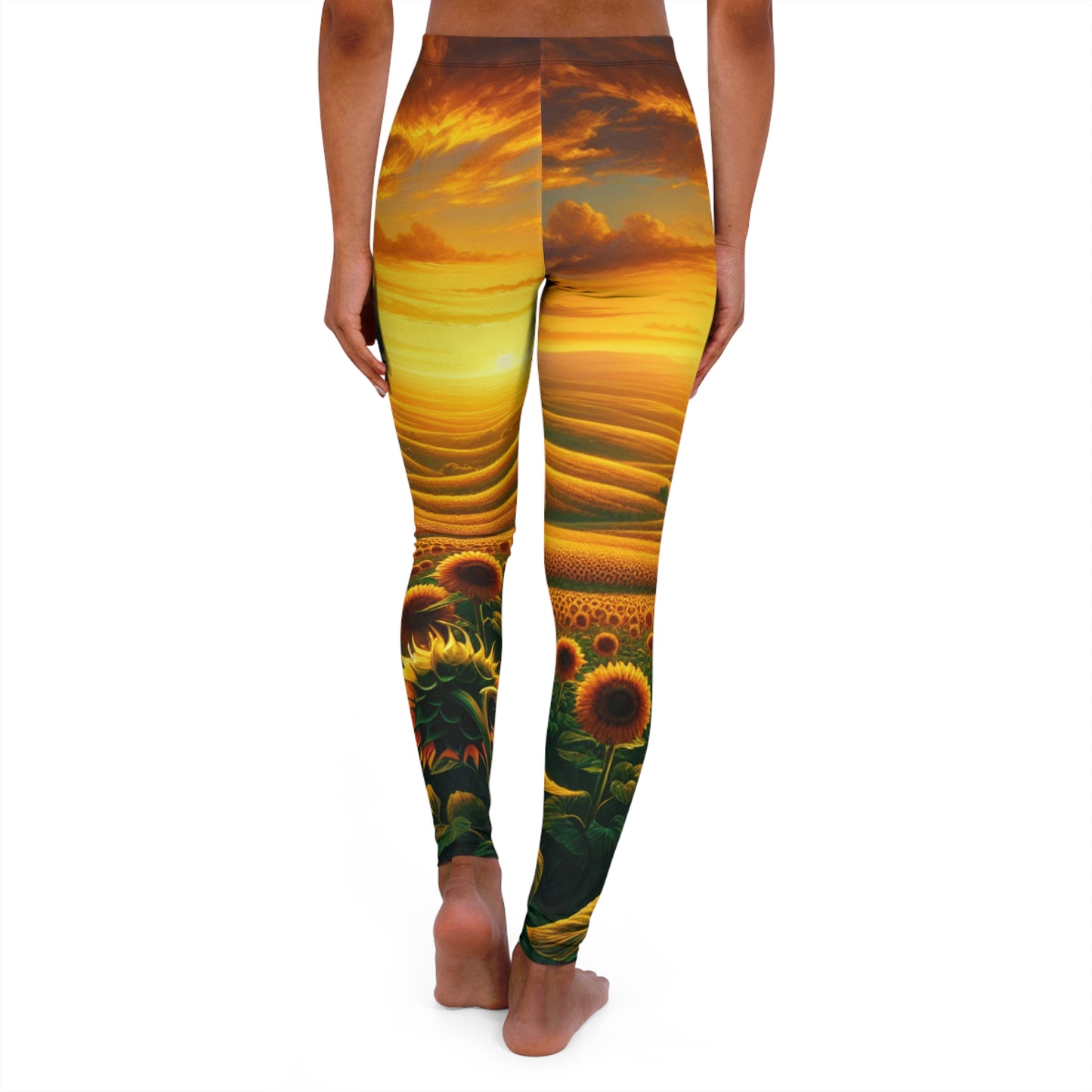 Amber Sunflower Serenade - Leggings
