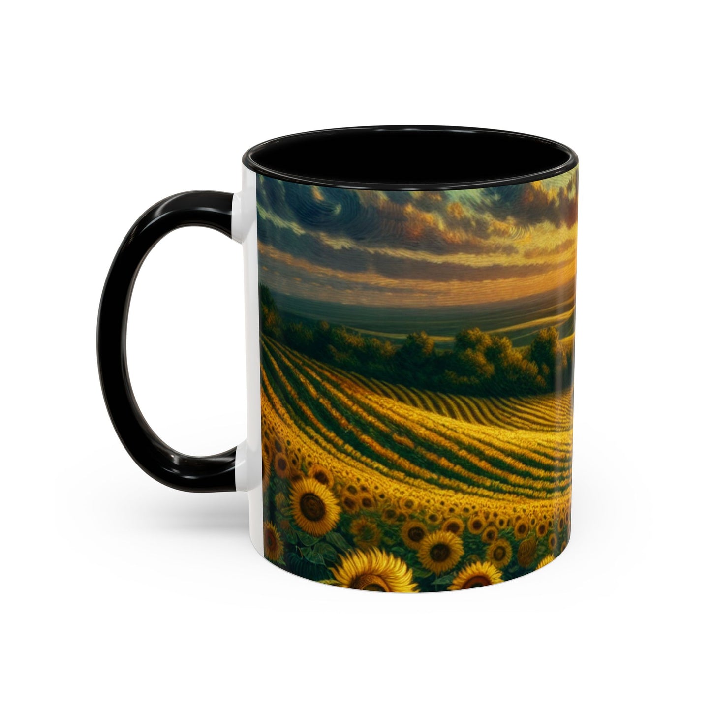 Sunset Serenade in Sunflower Fields - Mugs