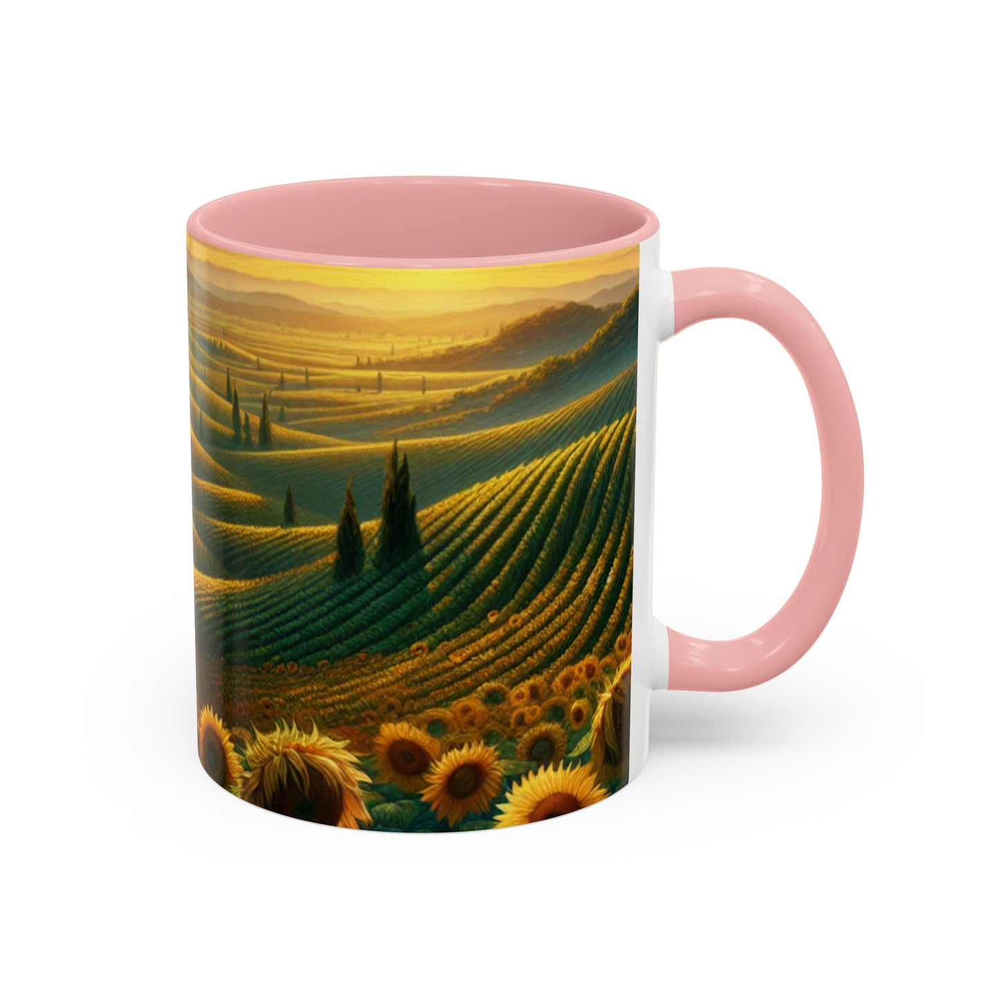 Golden Sunflower Fields at Dusk - Mugs