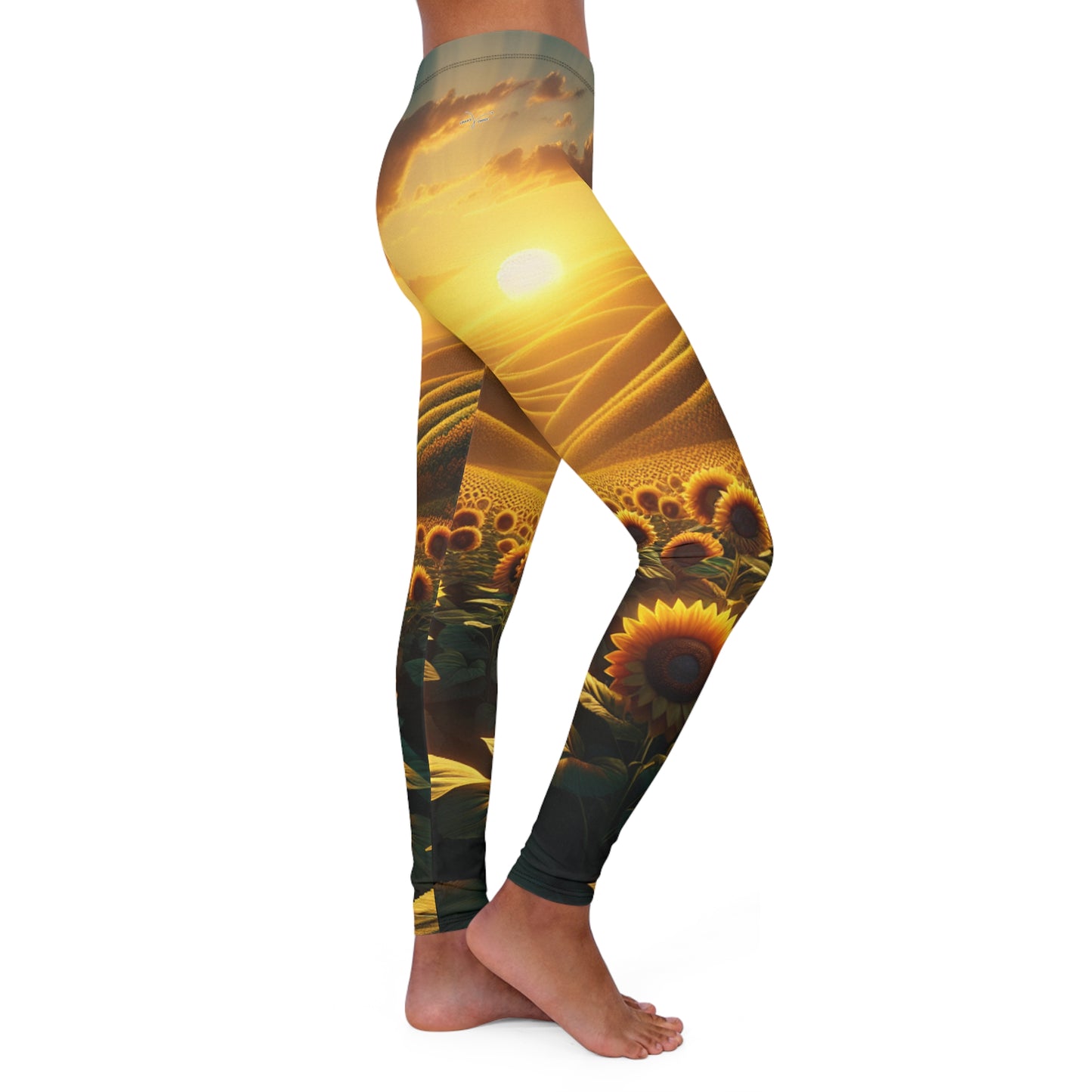 Golden Sunrise Amidst Sunflower Valleys - Leggings