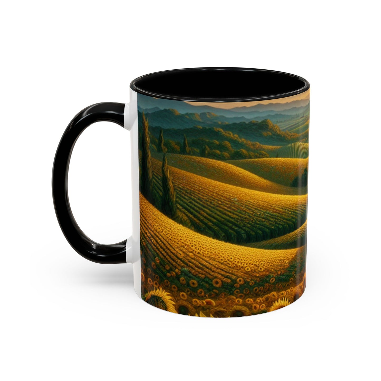 Golden Sunflower Fields at Dusk - Mugs