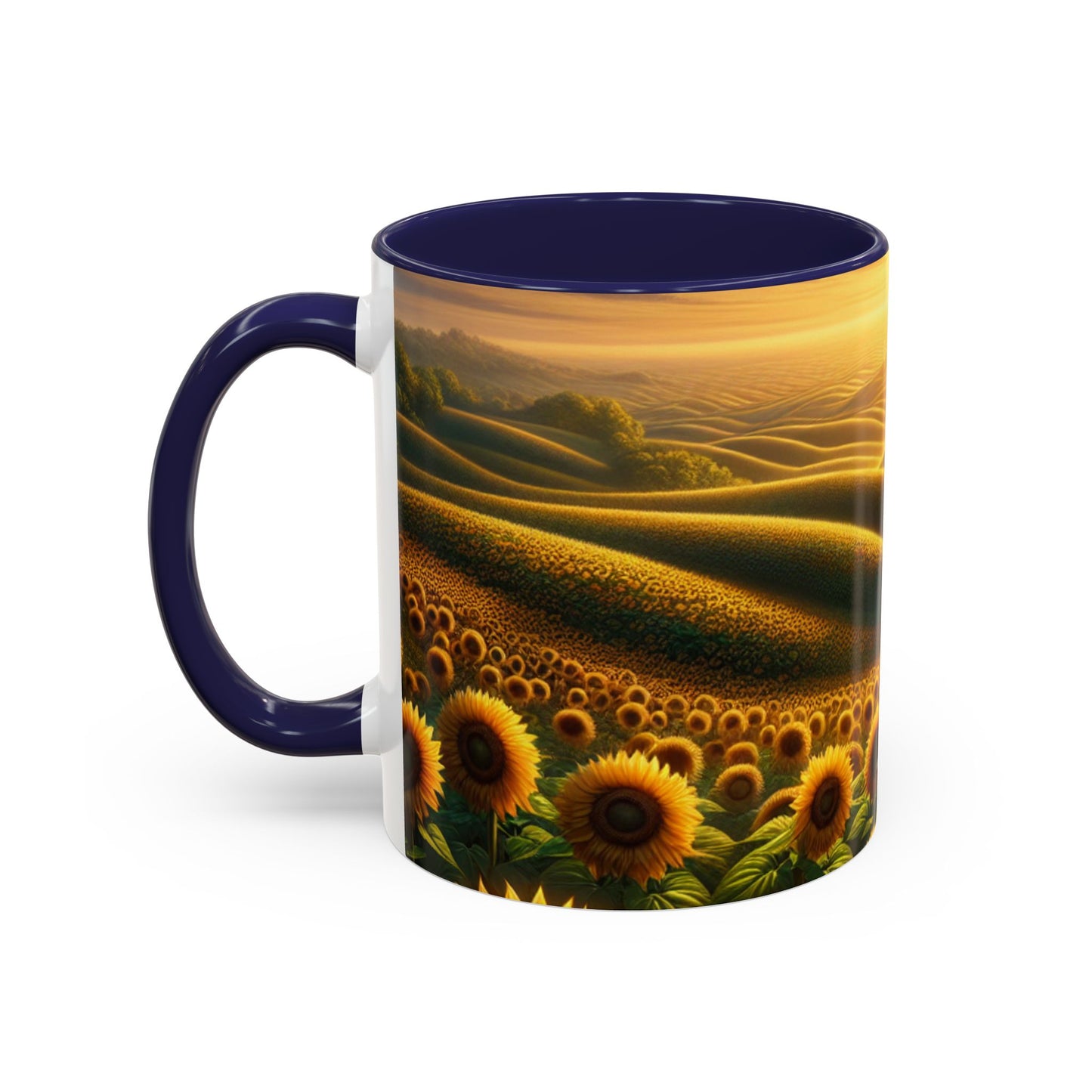 Golden Sunrise in the Sunflower Valleys - Mugs