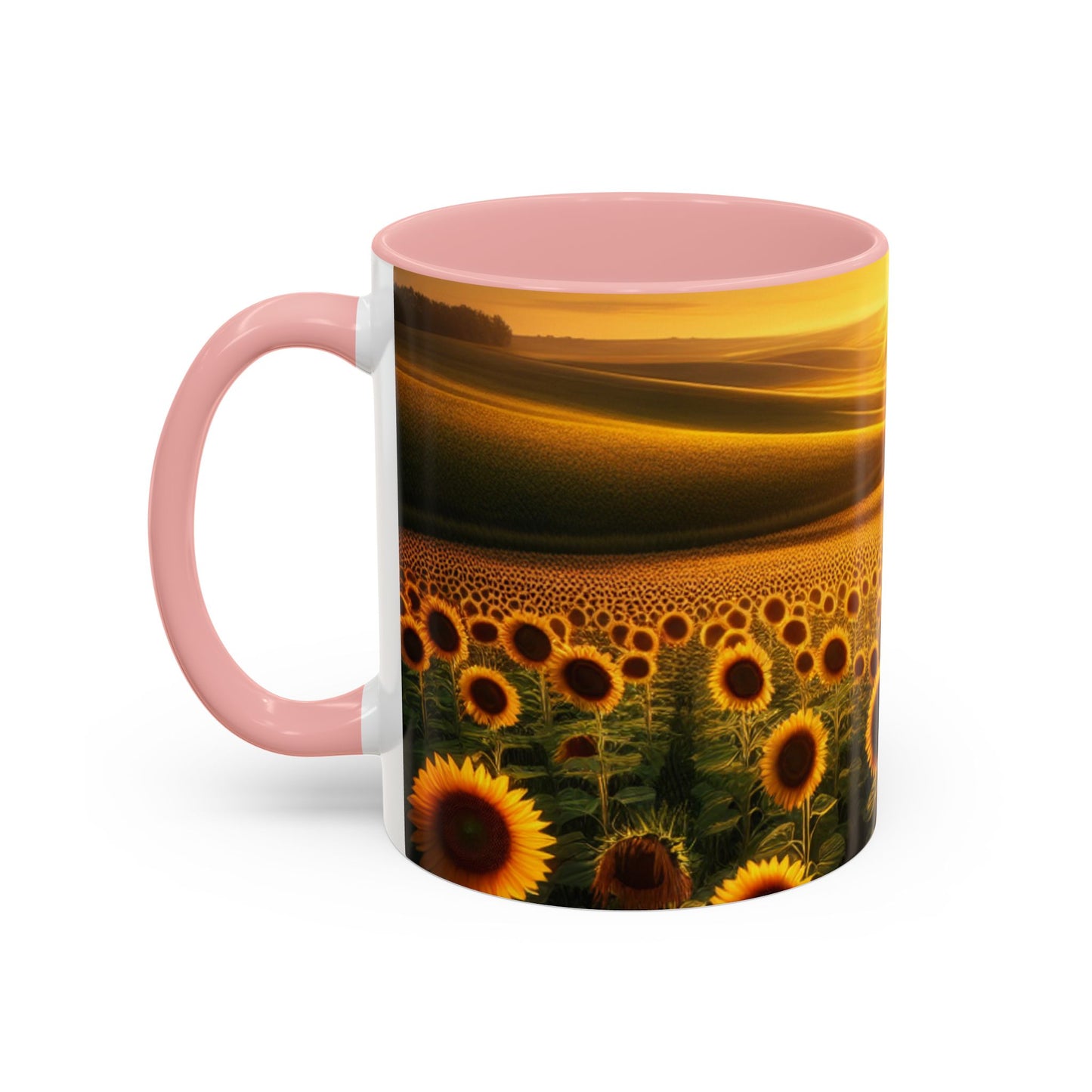 Golden Sunrise Over Sunflower Valley - Mugs