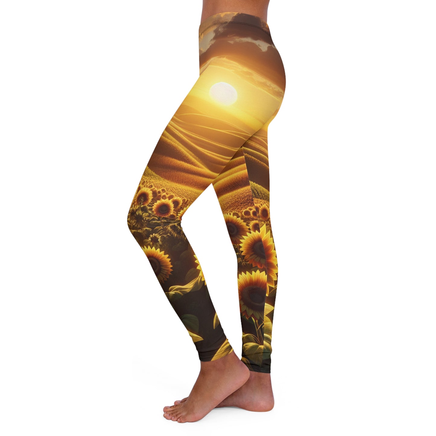 Golden Hour Sunflower Waves - Leggings