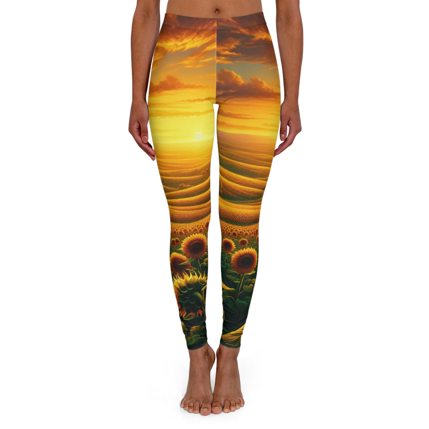 Amber Sunflower Serenade - Leggings