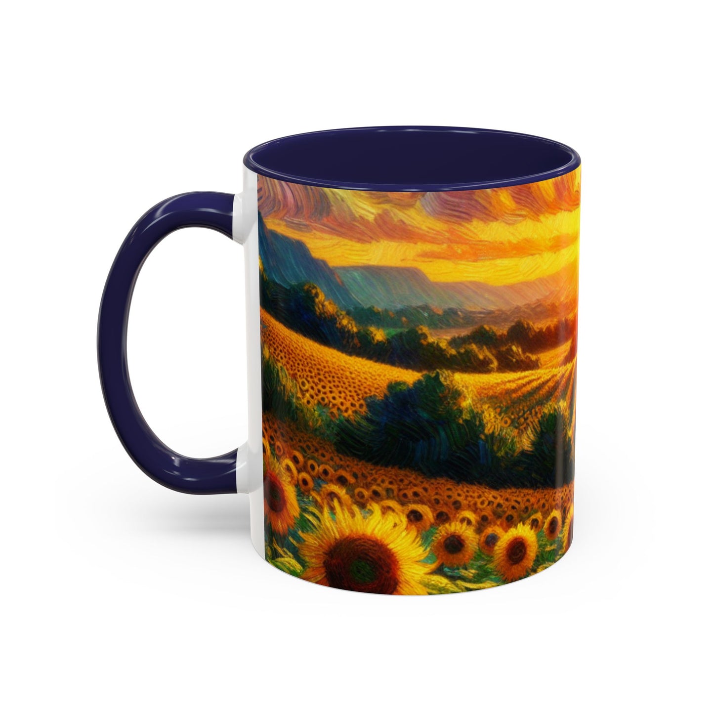 Sunset Whirls over Sunflower Fields - Mugs
