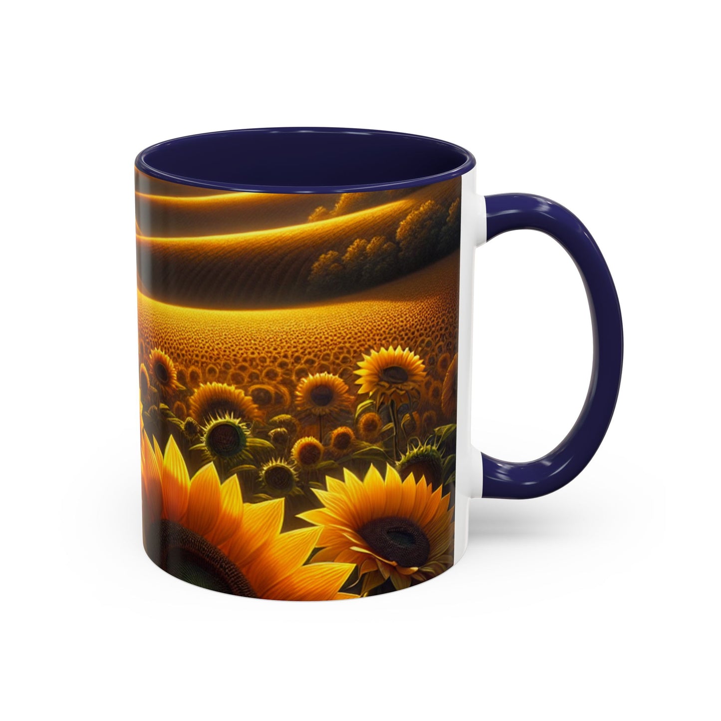 Golden Sunrise Sunflower Fields - Mugs
